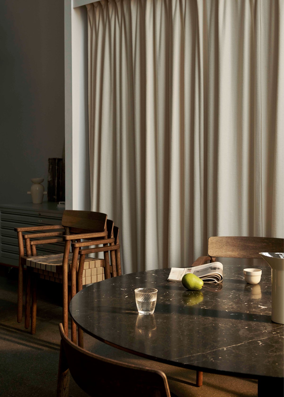 BETTY TK9 Armchair with Armrests, Black Woven Seat with Black Lacquered Ash