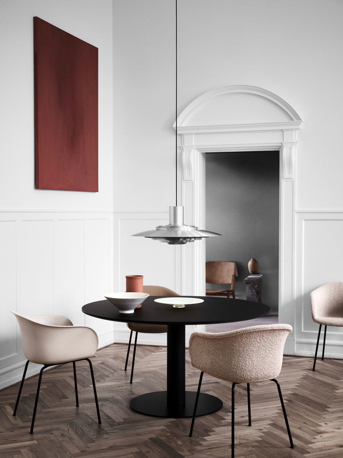 ELEFY JH28 Chair in Beige with Black Steel Base