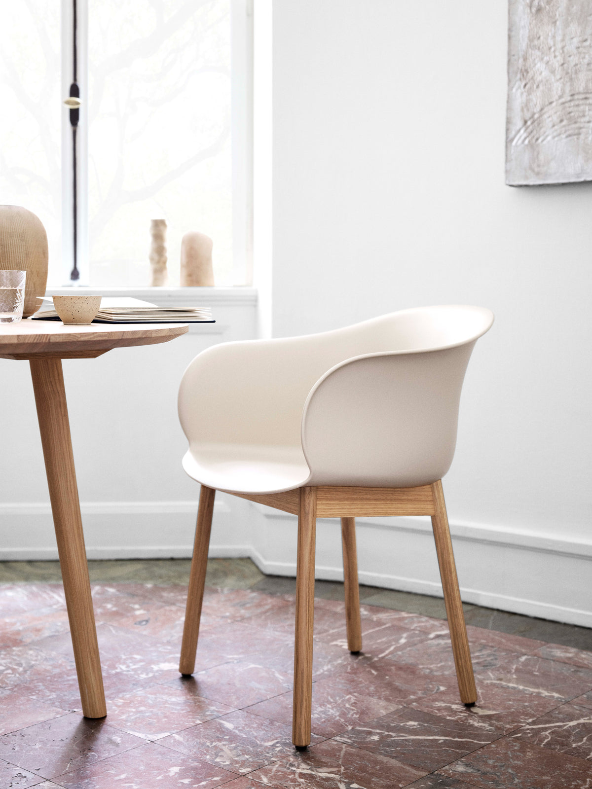 ELEFY JH30 Chair in Beige with Oak Base