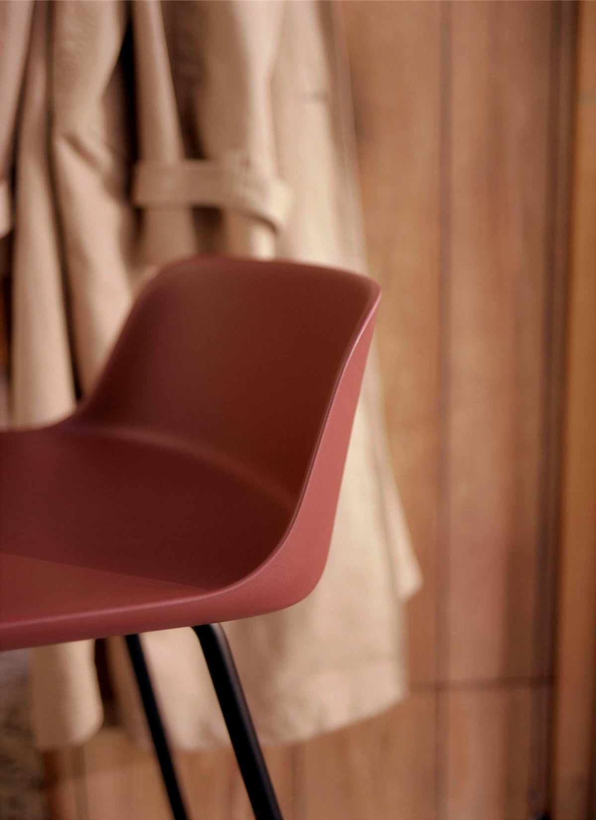 RELY White Stool with Brown Steel Base