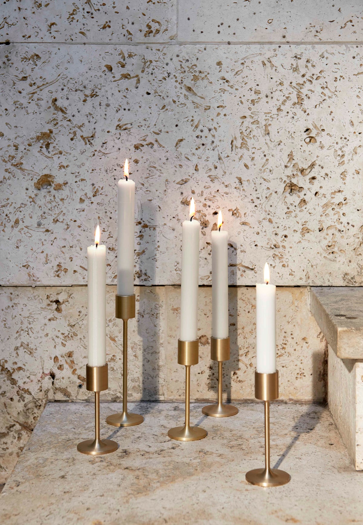 COLLECT Candle Holder Set in Brushed Brass
