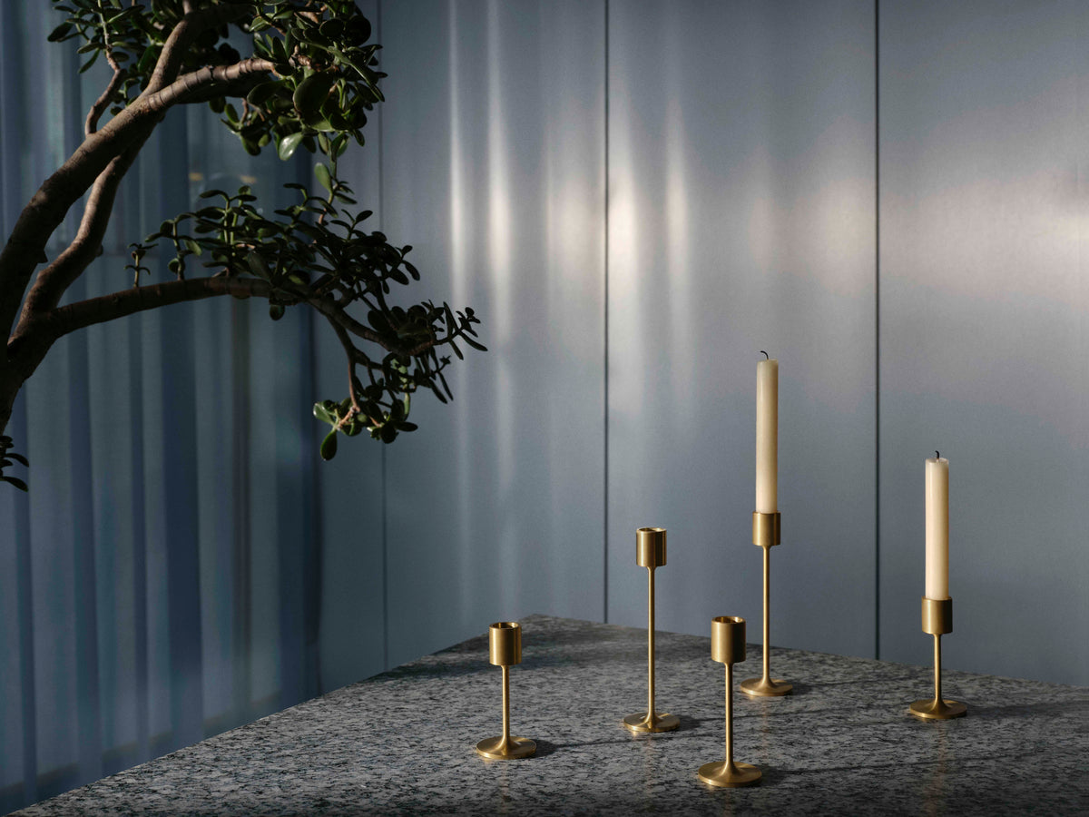 COLLECT Candle Holder Set in Brushed Brass