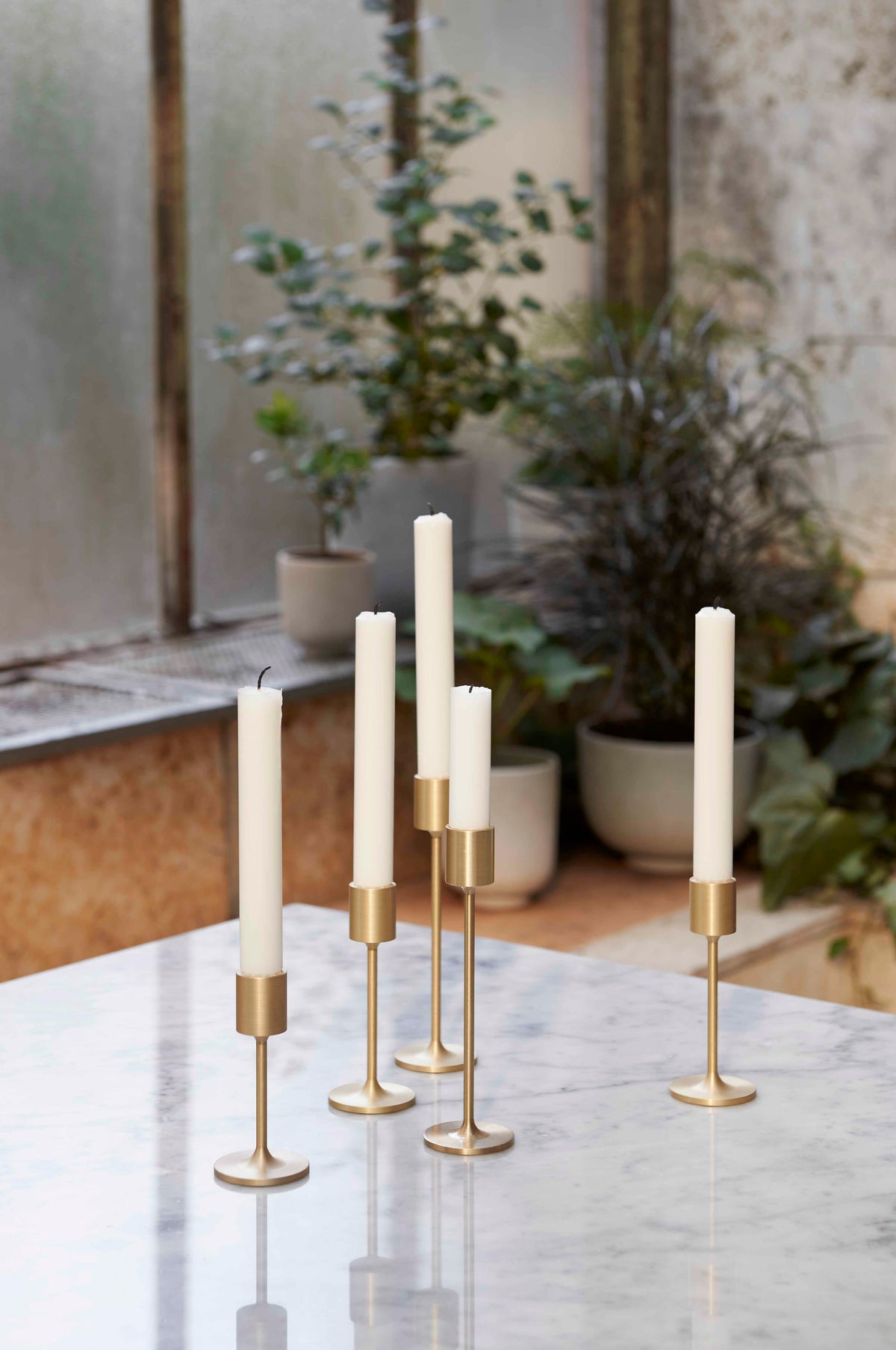COLLECT Candle Holder Set in Brushed Brass