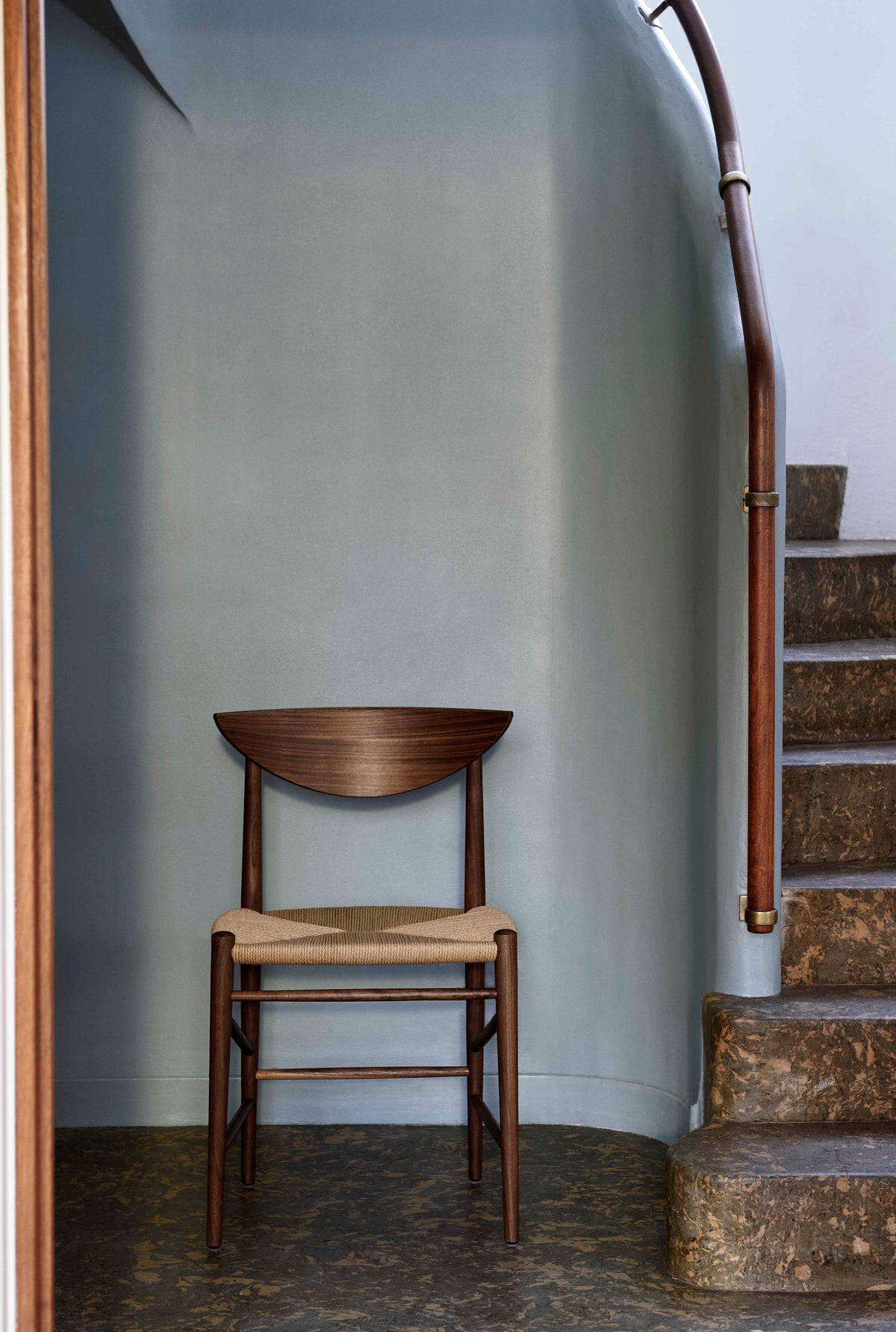 DRAWN HM3 chair in oiled walnut with a woven seat
