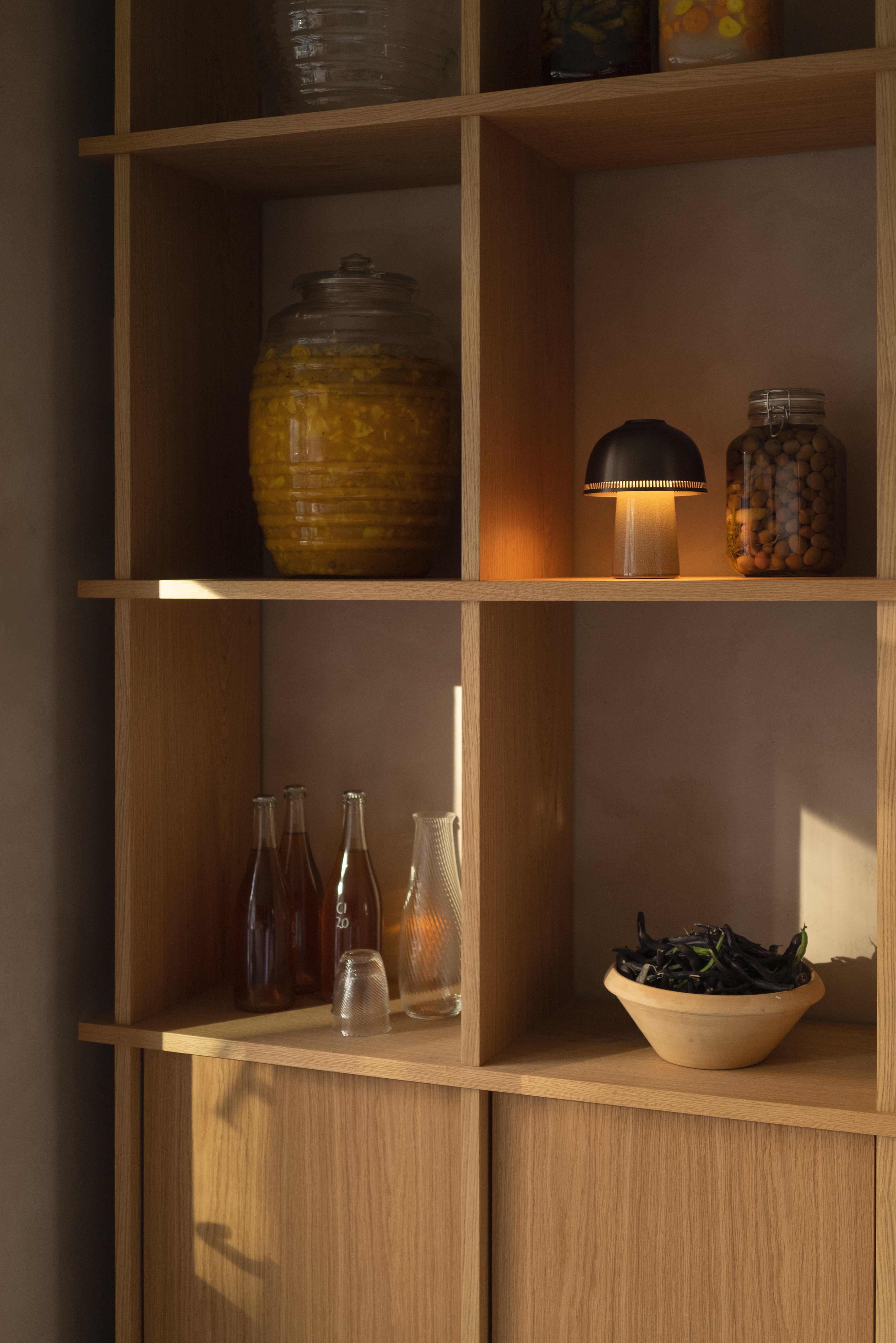 Portable lamp RAKU SH8 brown shade with beige base