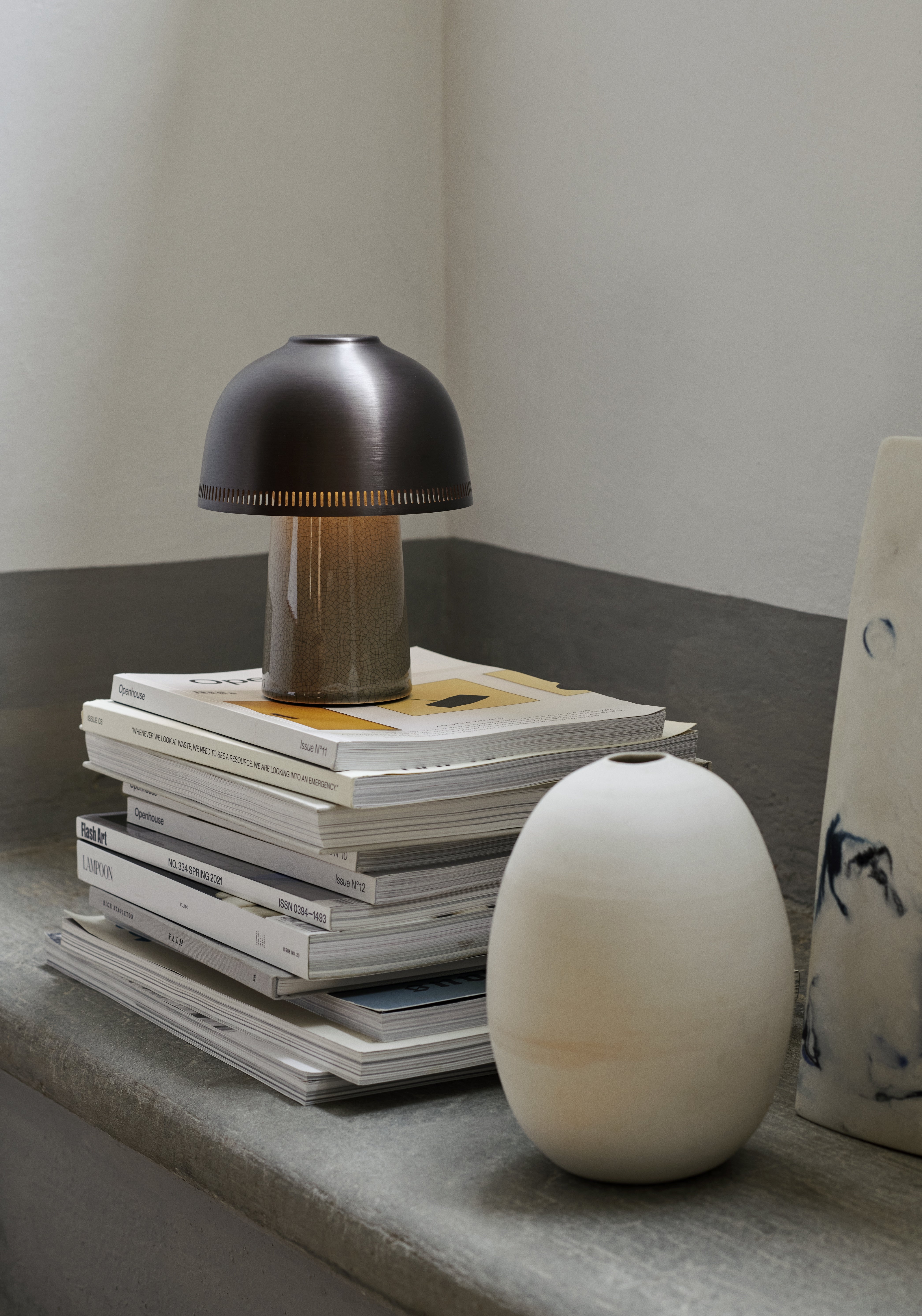 Portable lamp RAKU SH8 brown shade with beige base