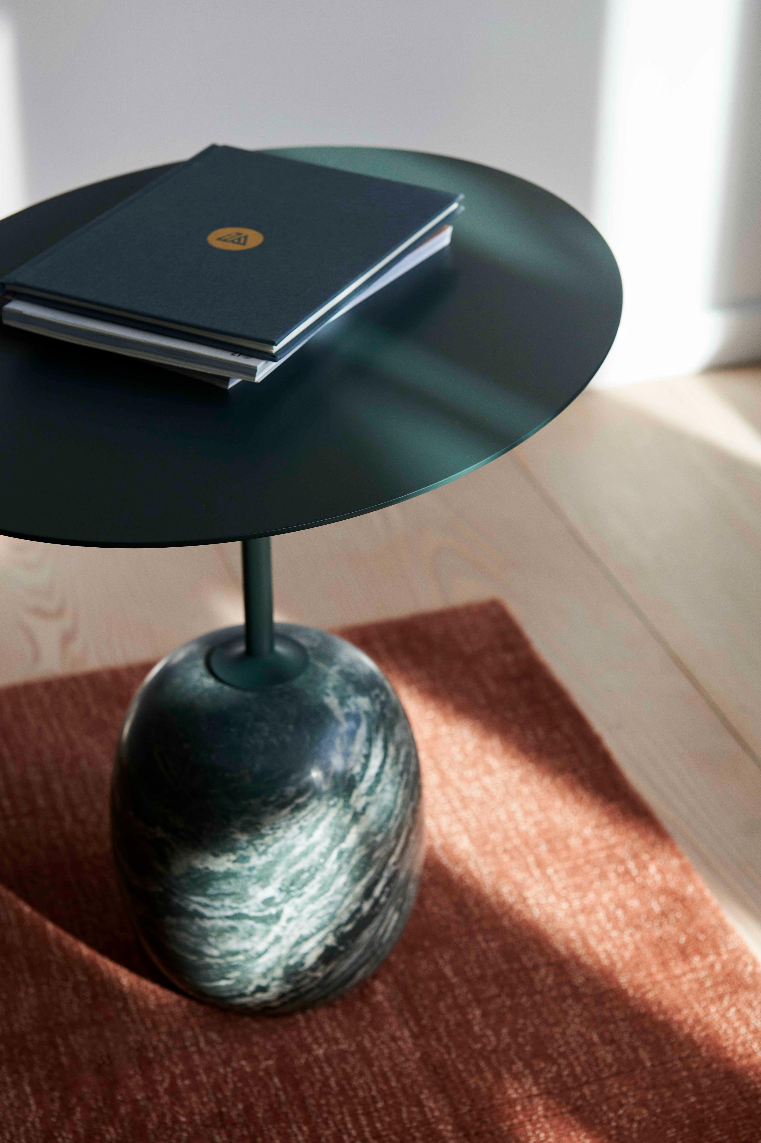 Side table LATO dark green top with gray-green marble base