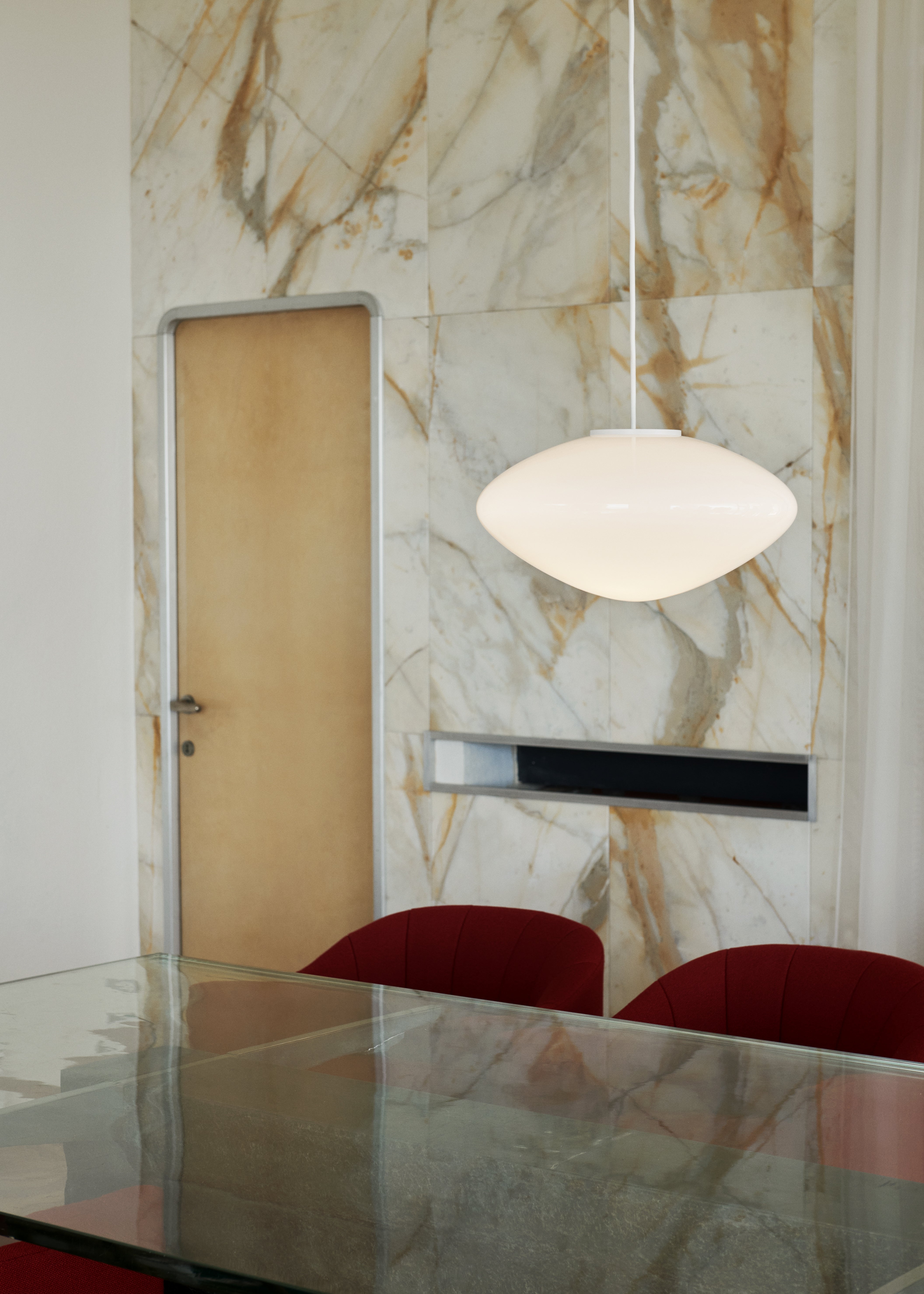 Pendant lamp MIST with opal shade