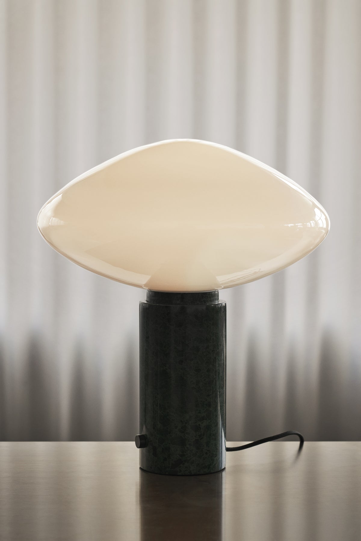 Table lamp MIST AP17 glass shade with a green marble base