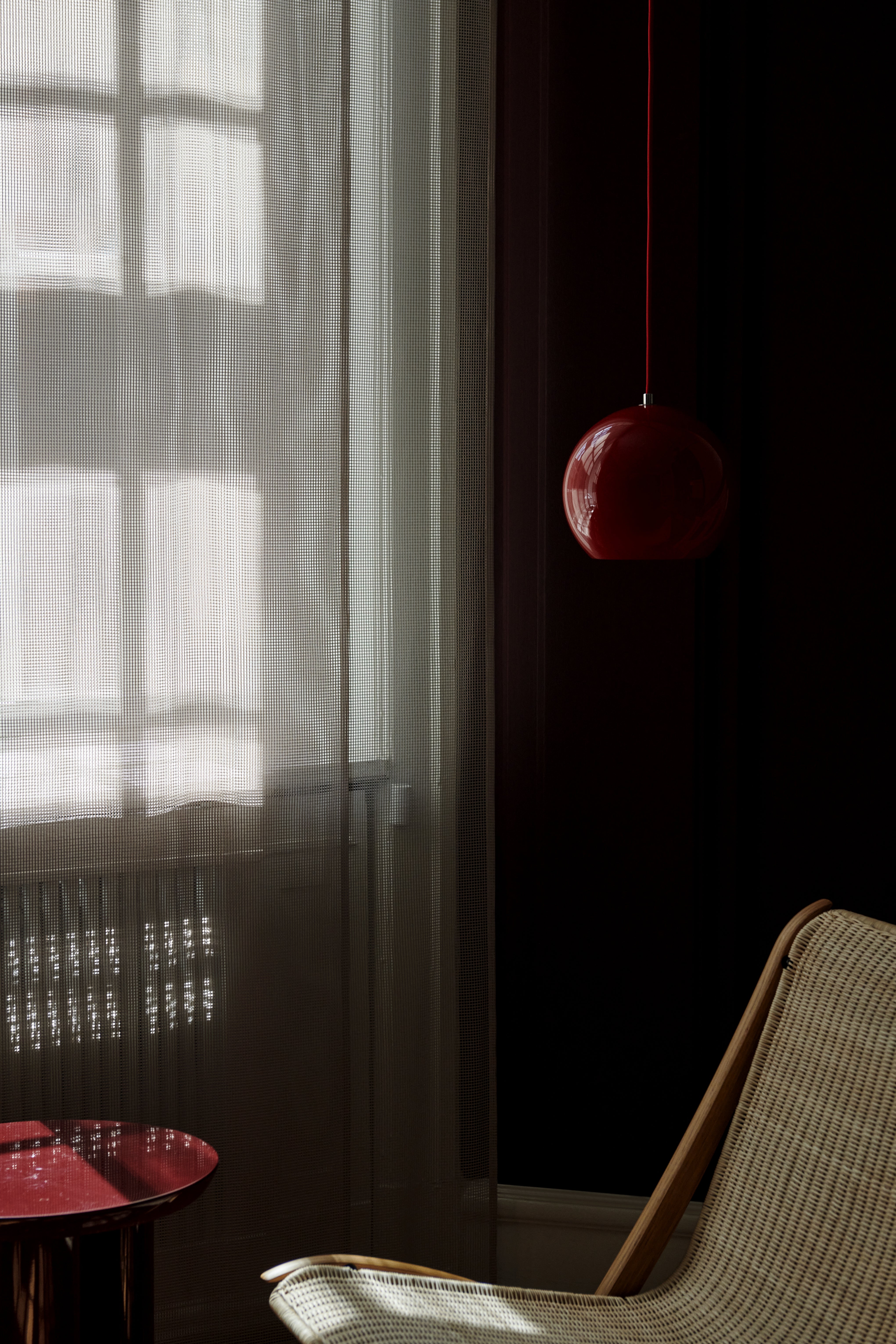 TOPAN VP6 pendant lamp with a red shade