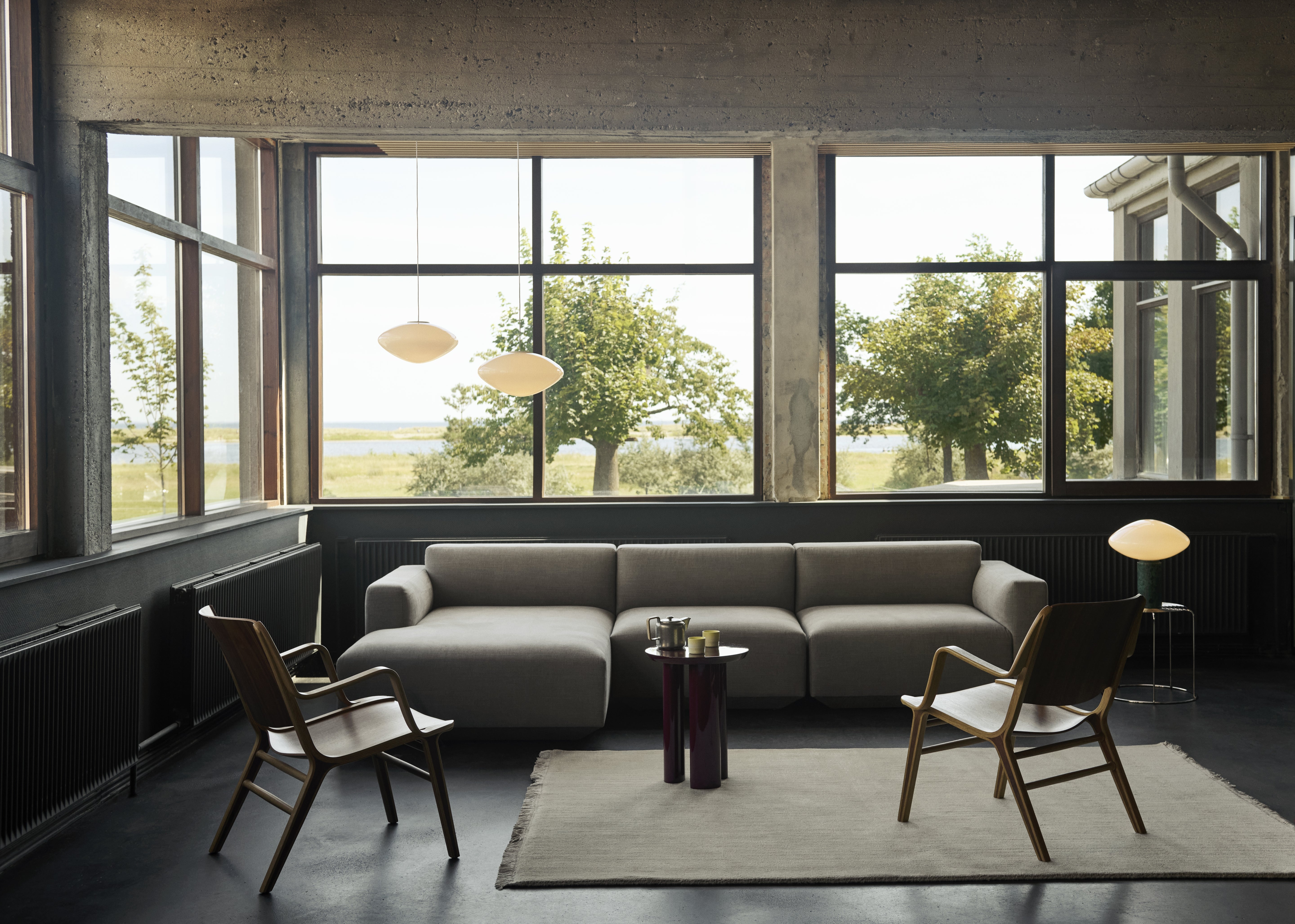 Pendant lamp MIST with opal shade