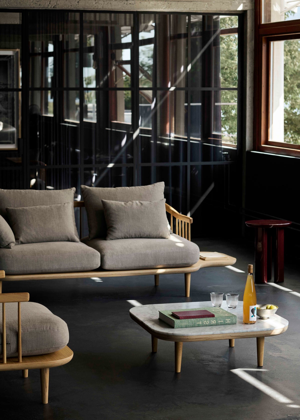 FLY SC3 3-Seater Sofa upholstered with smoked oak base