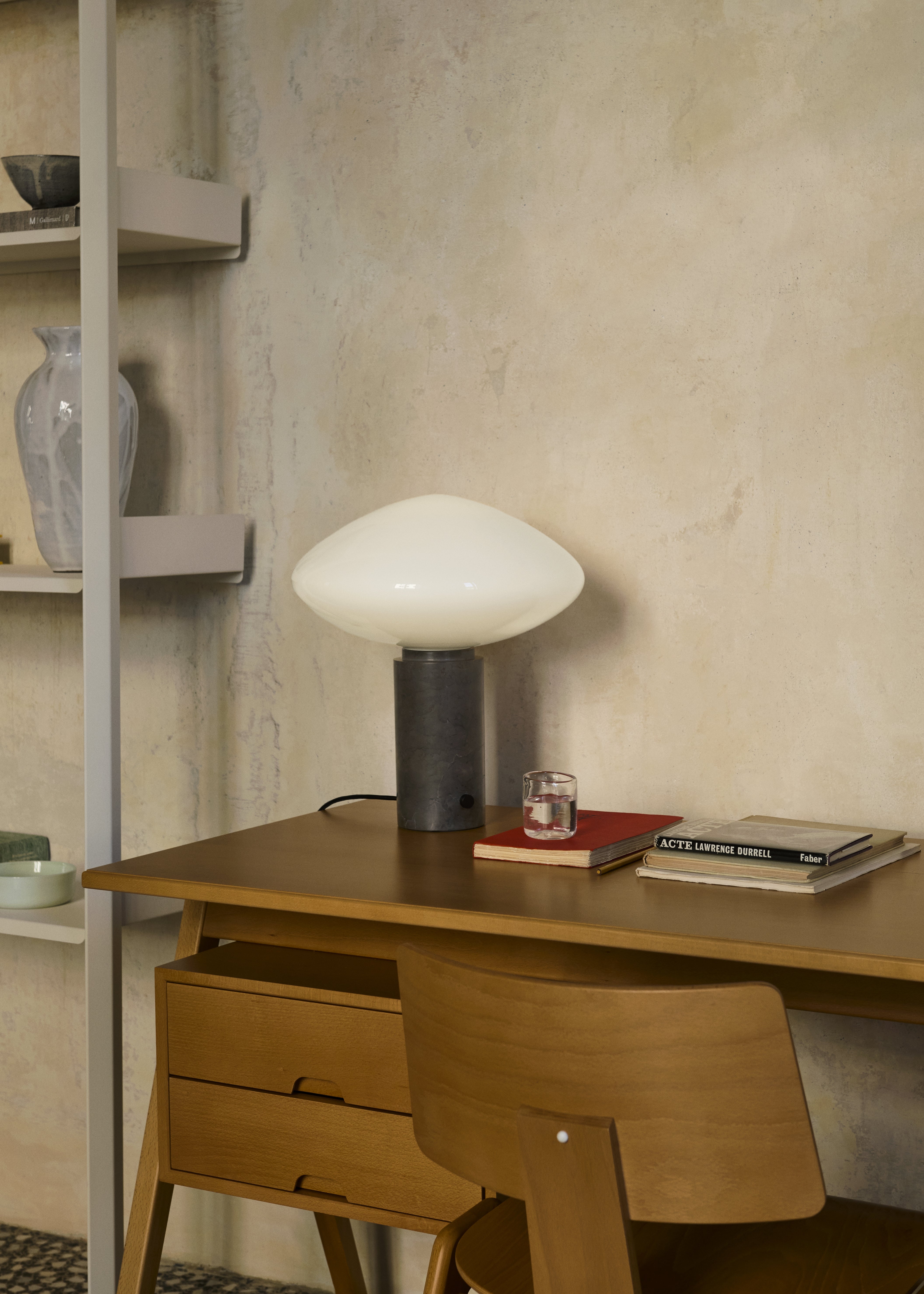 Table lamp MIST AP17 glass shade with a gray marble base