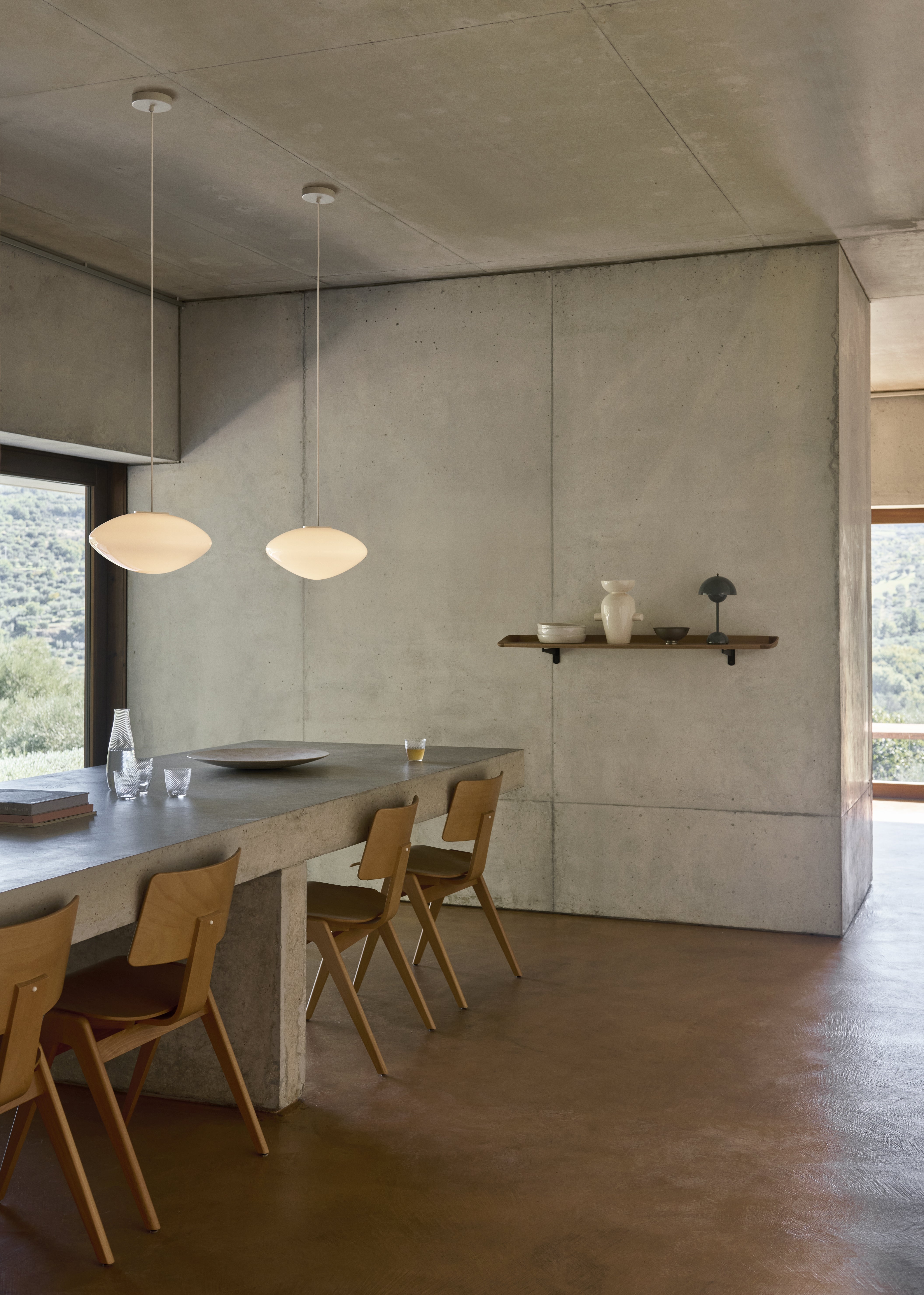Pendant lamp MIST with opal shade