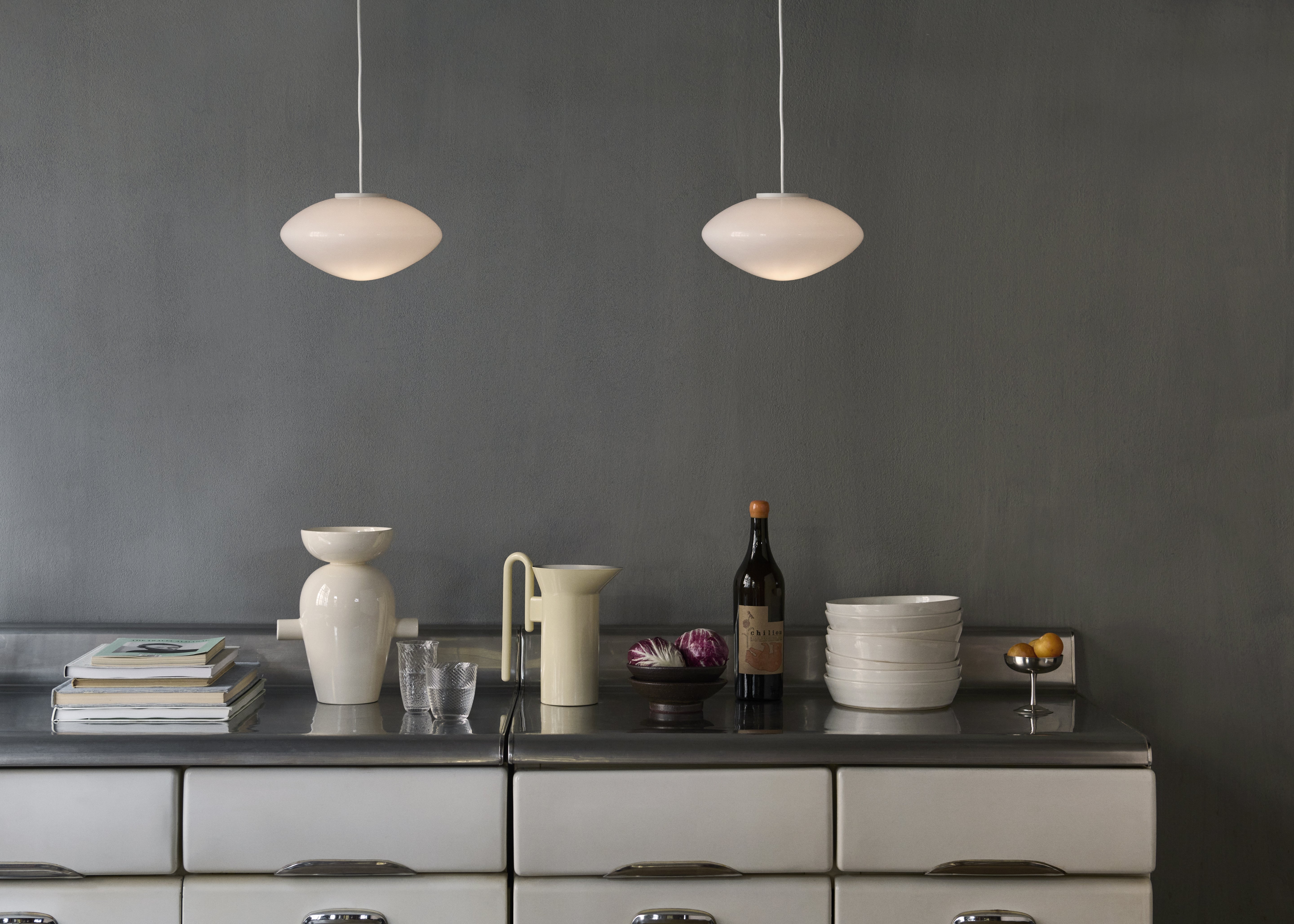 Pendant lamp MIST with opal shade