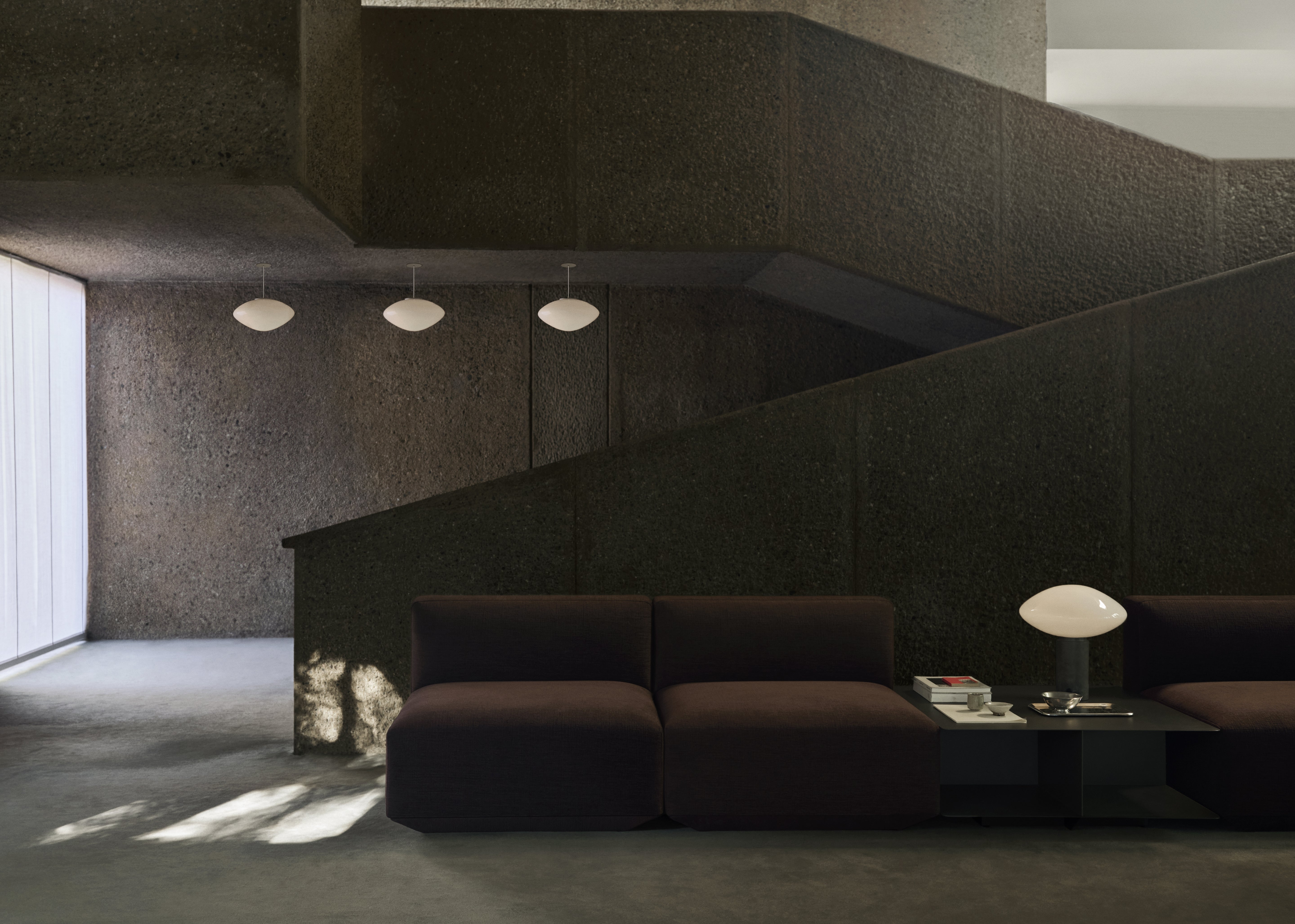 Pendant lamp MIST with opal shade