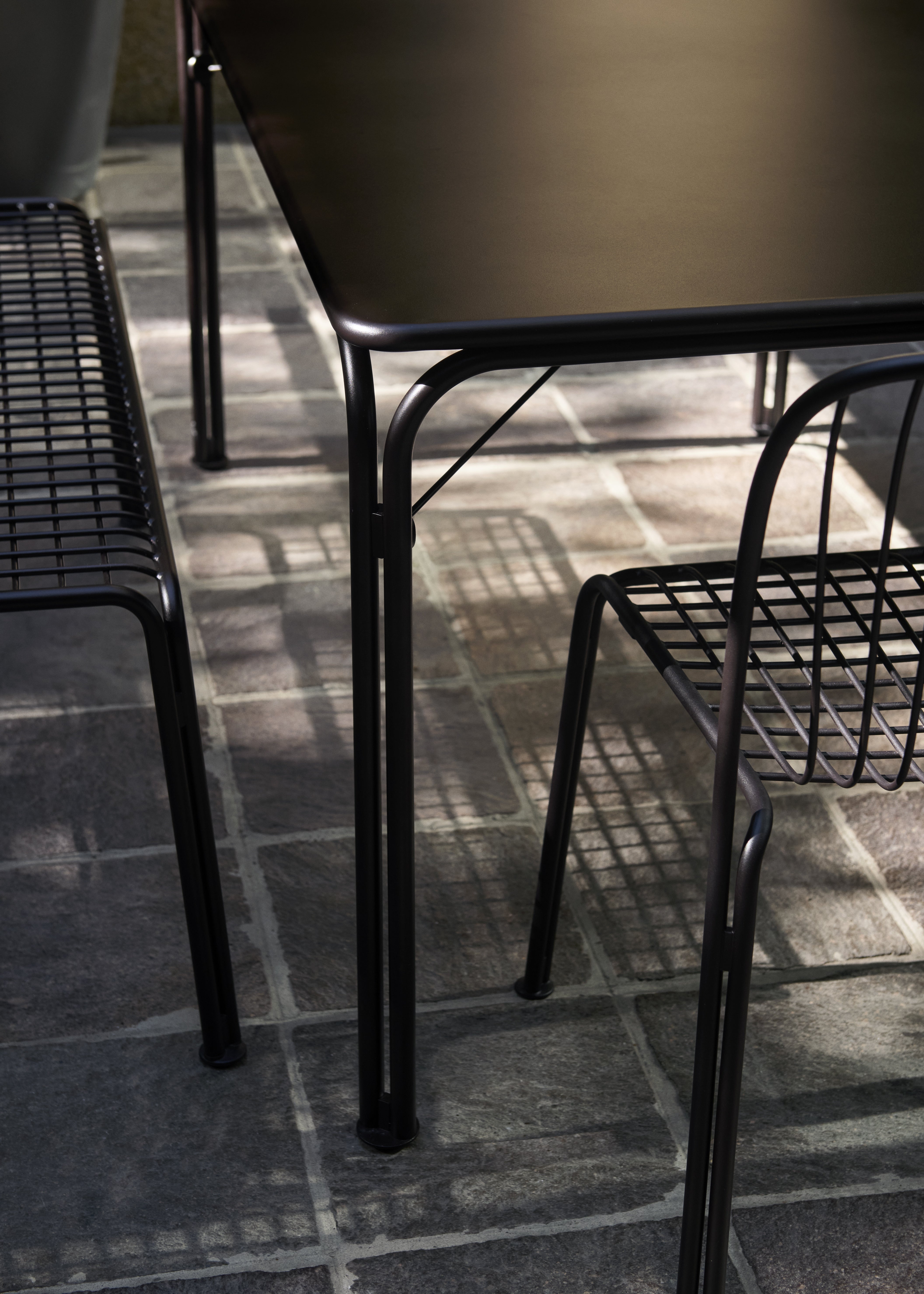 THORVALD SC112 black outdoor bench without backrest
