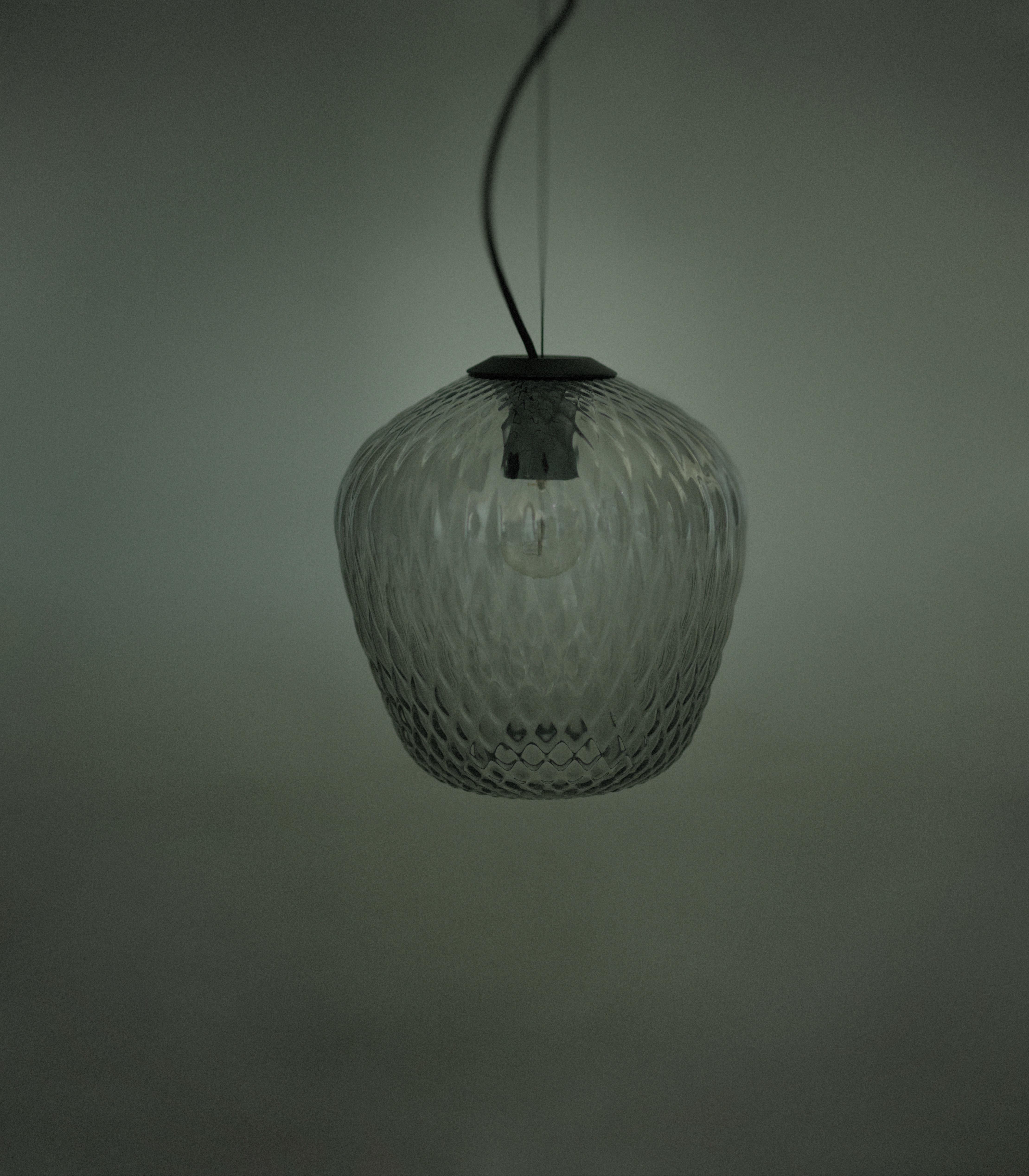 Blown pendant lamp with a glossy shade