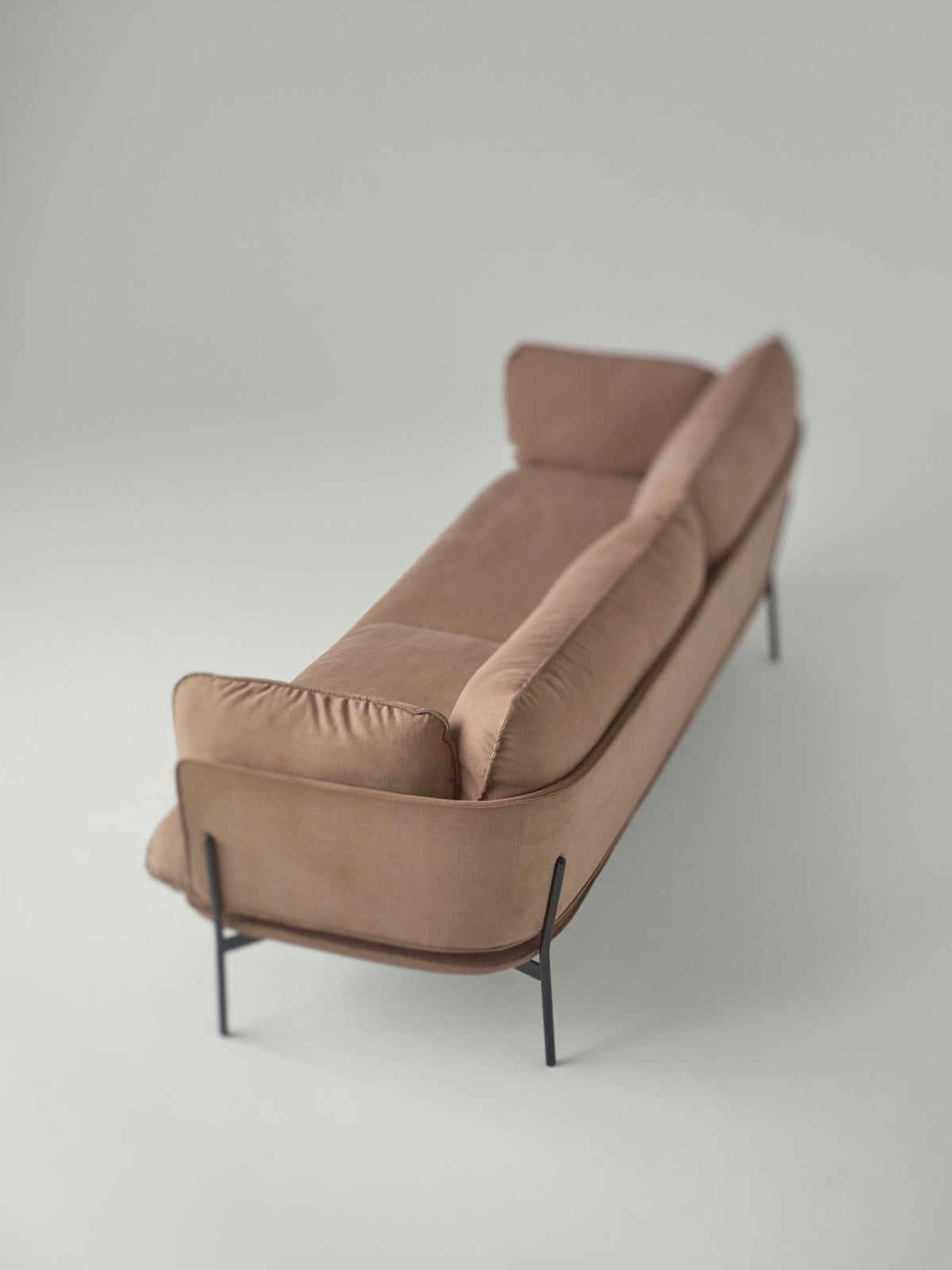 CLOUD LN3.2 upholstered 3-seater sofa with a black base
