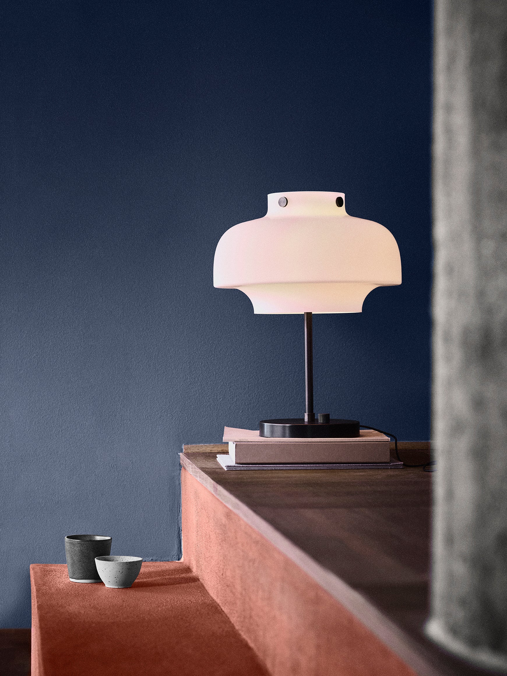 COPENHAGEN SC13 Table Lamp with Opal Shade and Brushed Brass Base