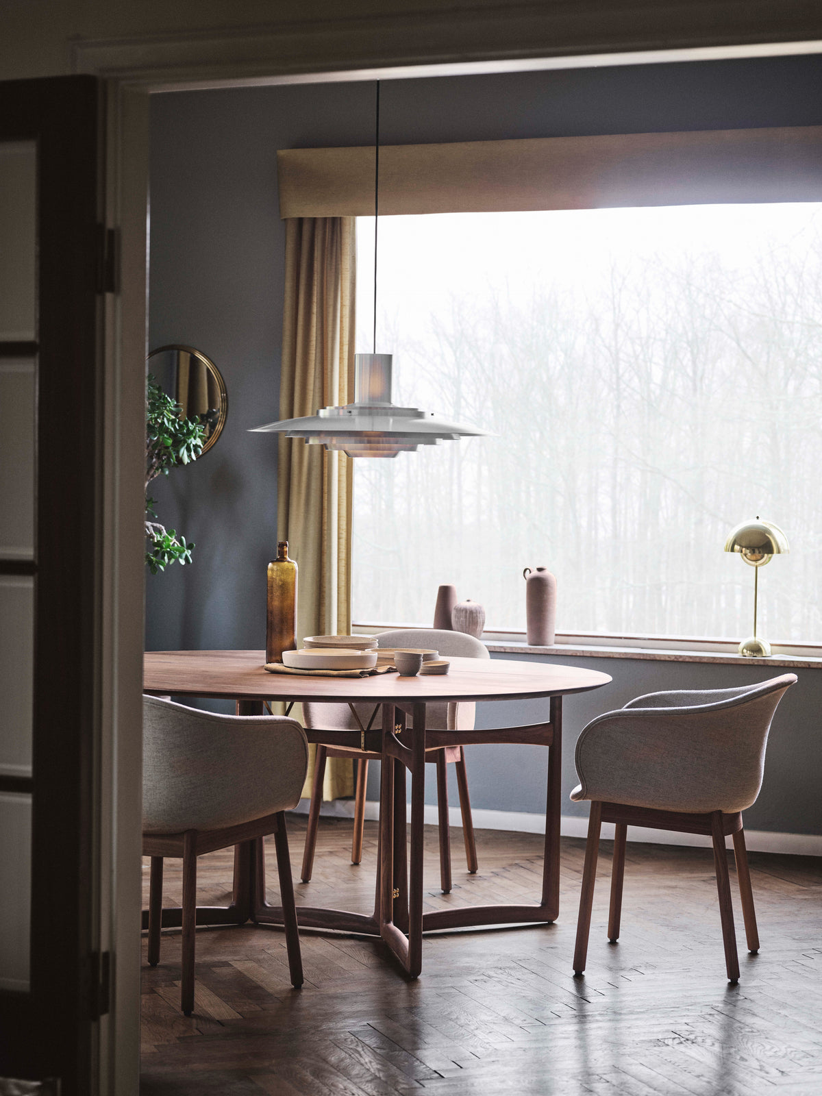 ELEFY JH30 Chair in Beige with Oak Base