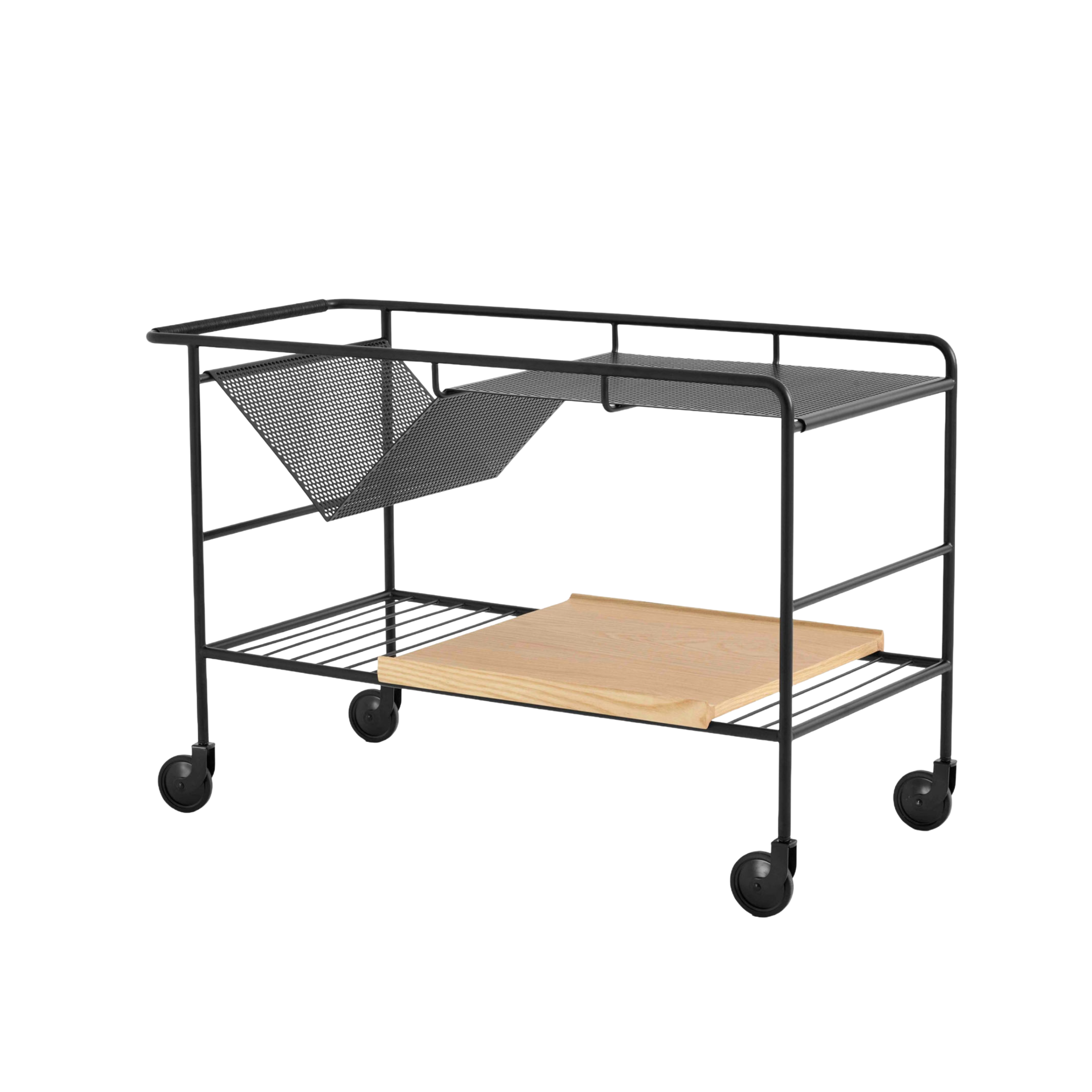 ALIMA NDS1 Cart in Matte Black with Oak Lacquered Wood