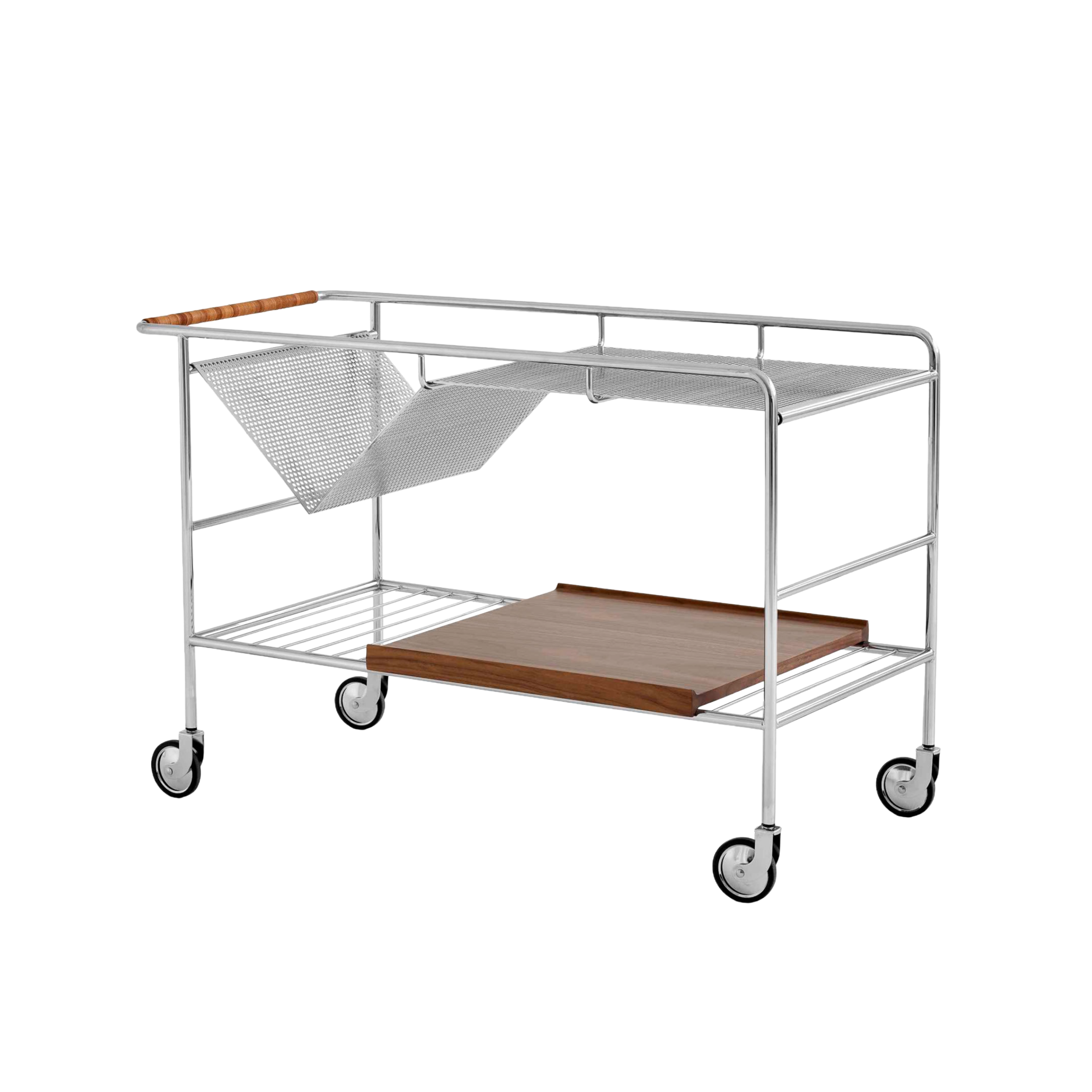 ALIMA NDS1 Cart in Chrome with Walnut Lacquered Wood