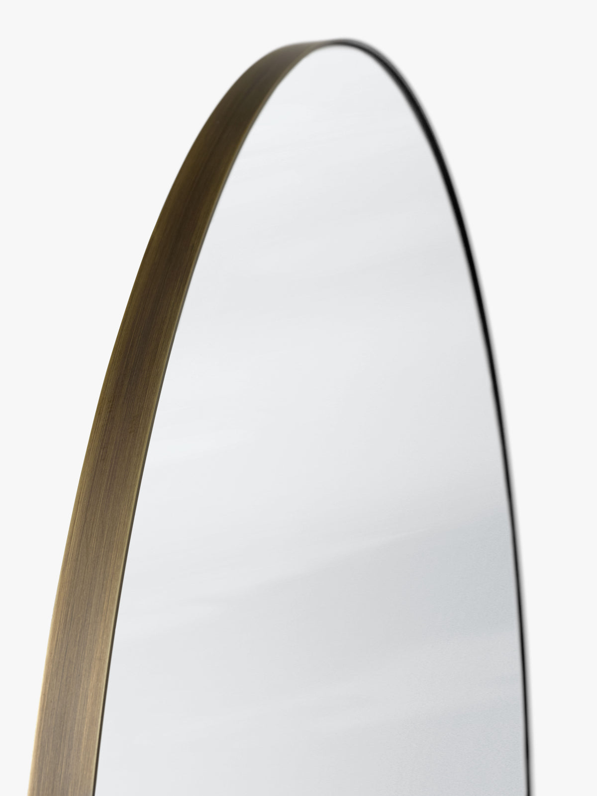 Round wall mirror AMORE with a brown frame