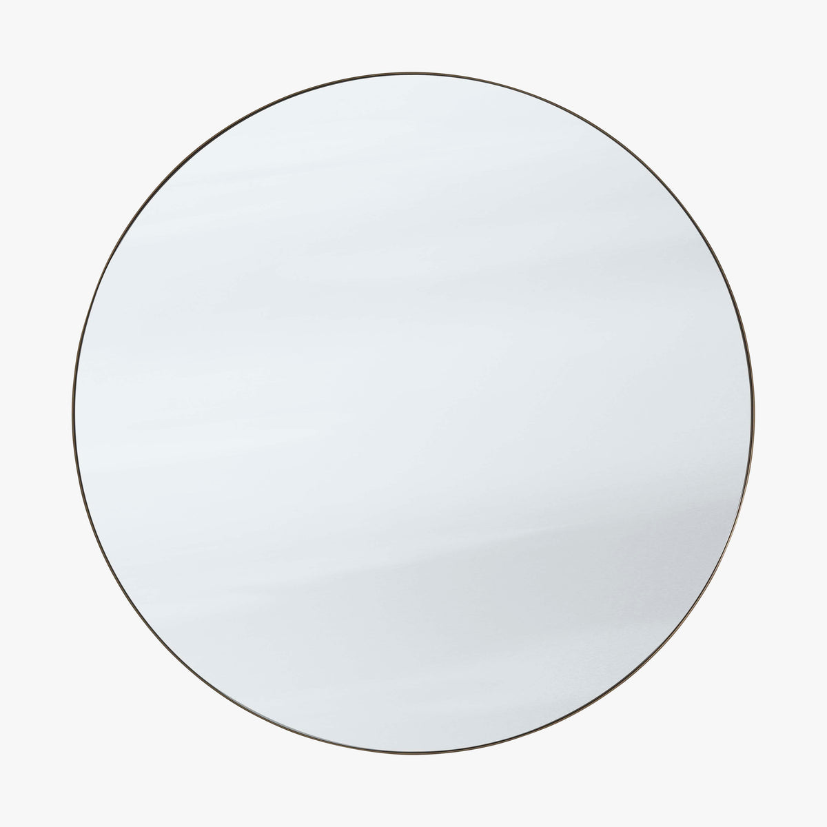 Round wall mirror AMORE with a brown frame
