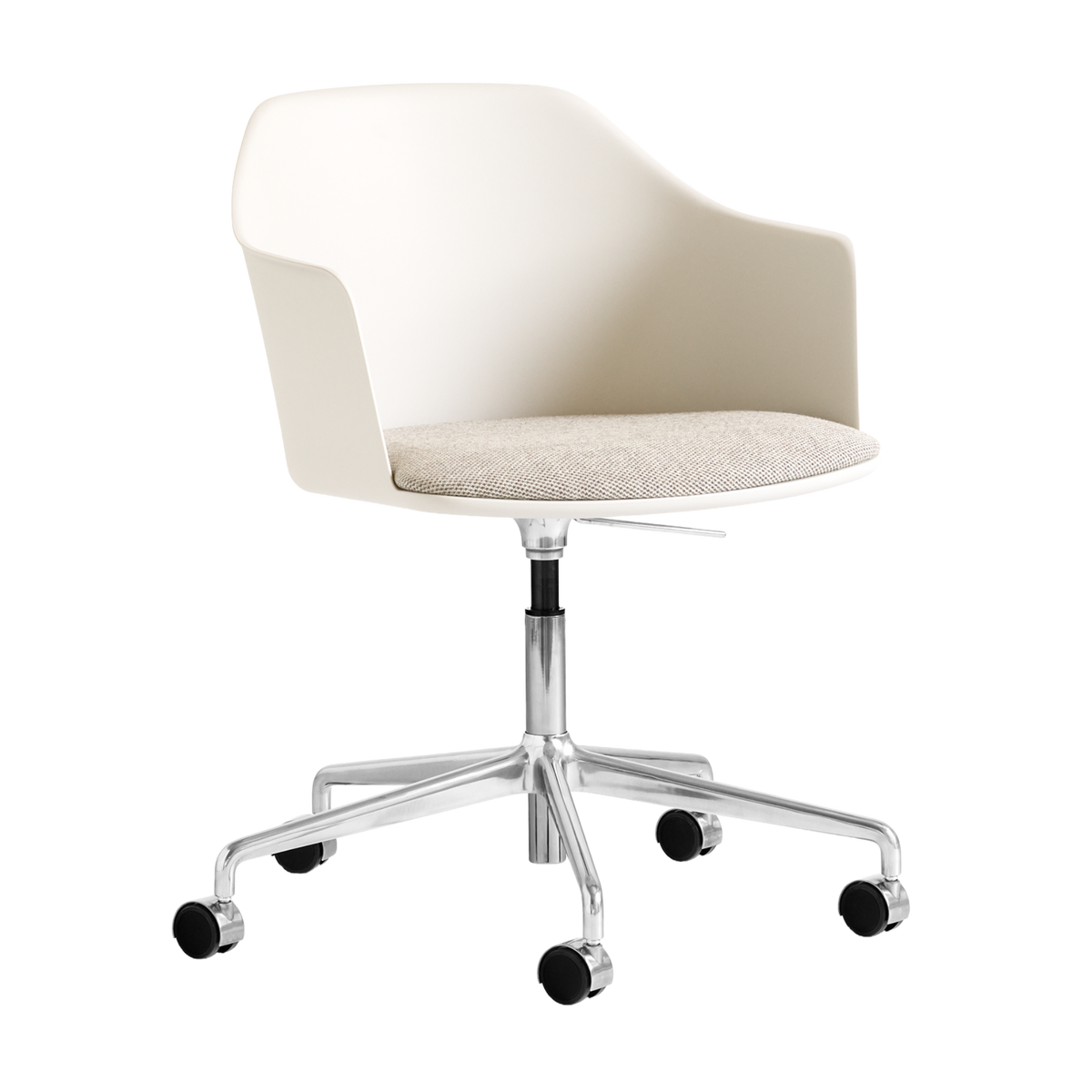 RELY HW54 Office Chair in Broken White with Upholstered Seat and Aluminum Base