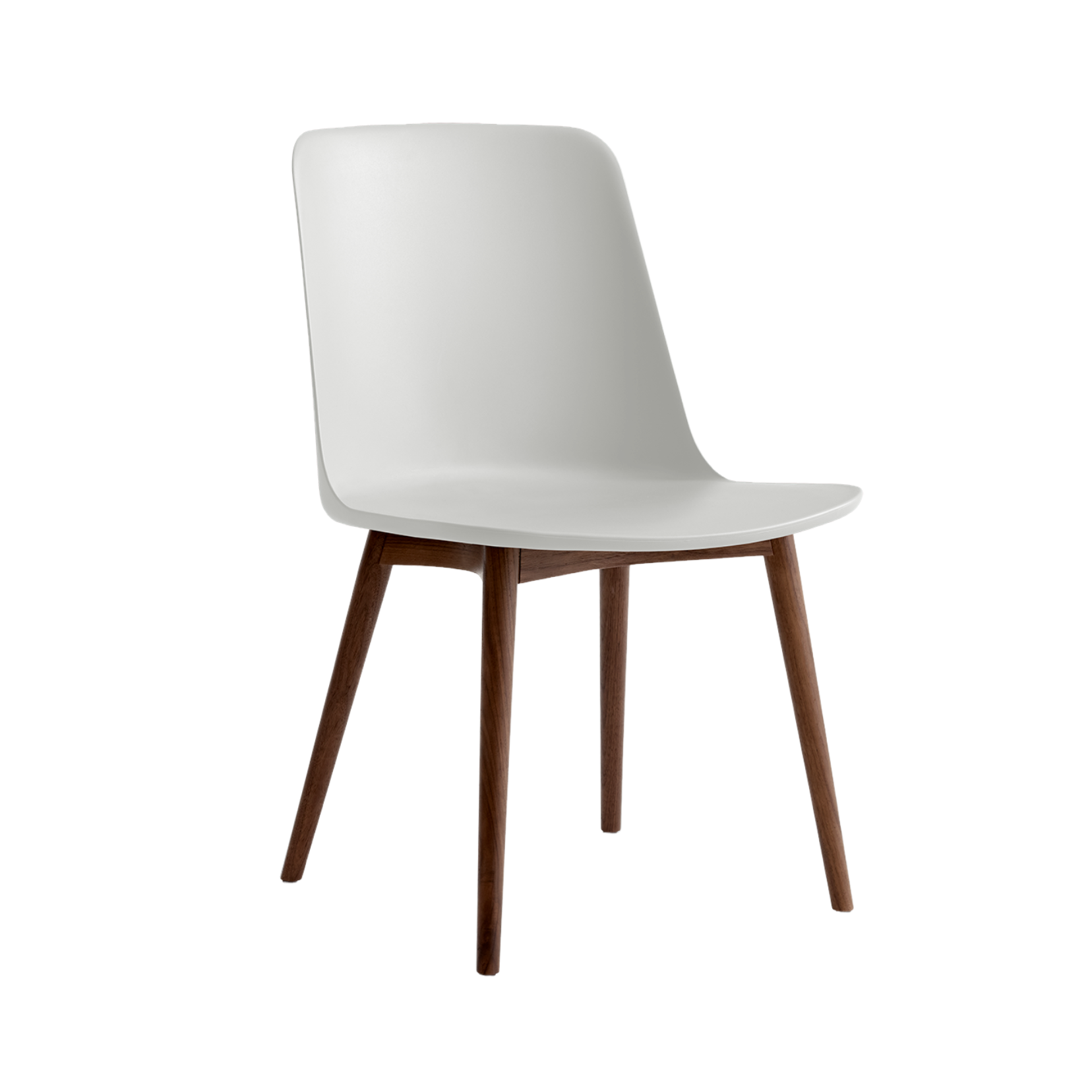 RELY HW71 chair in broken white with a walnut base