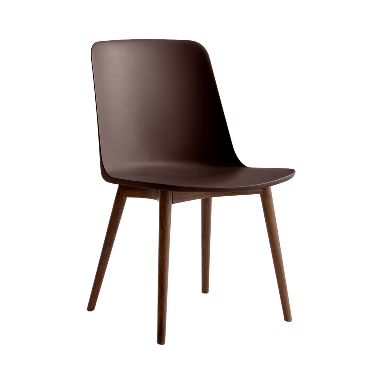 RELY HW71 chair in rusty brown with a walnut base