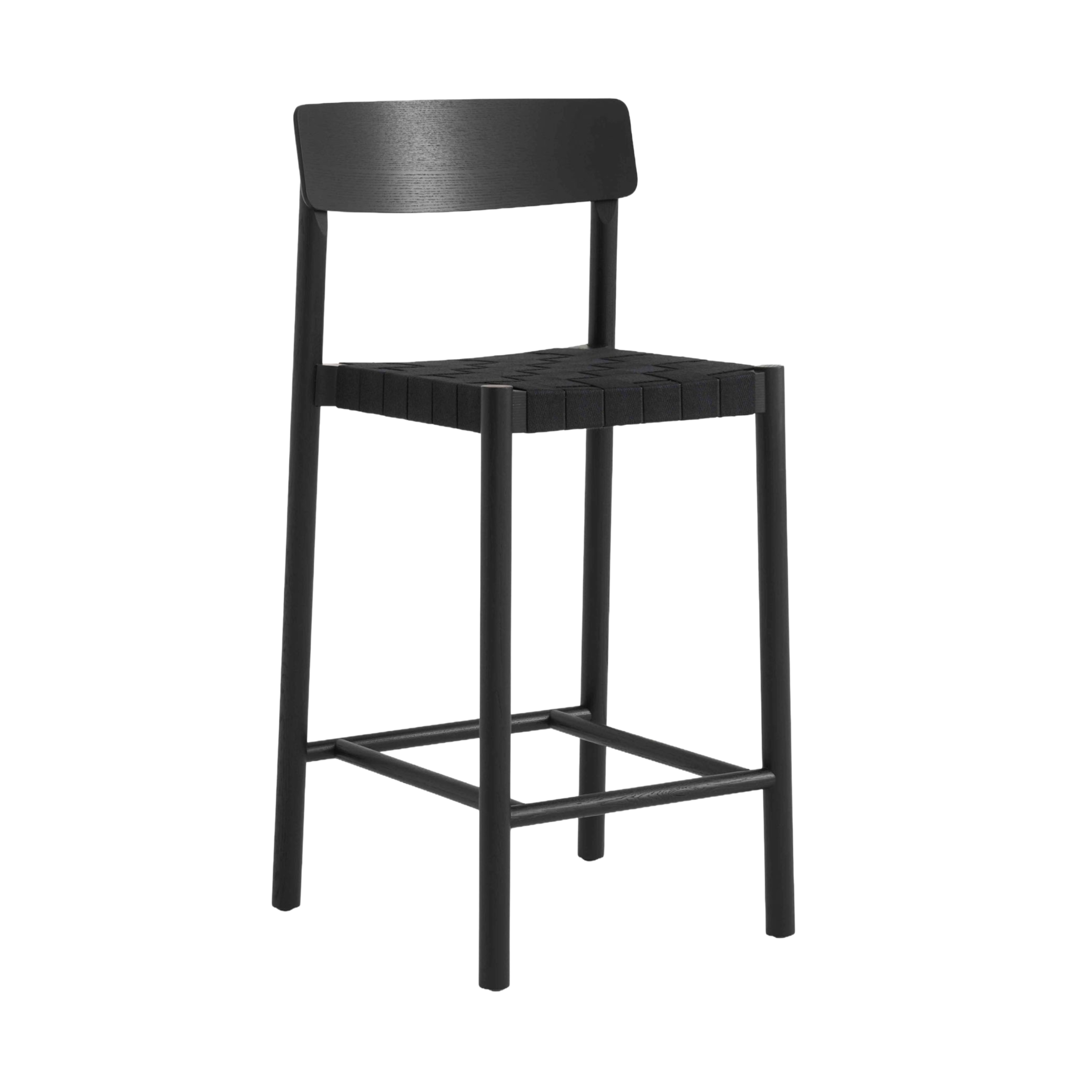 BETTY stool with a woven black seat and black lacquered ash