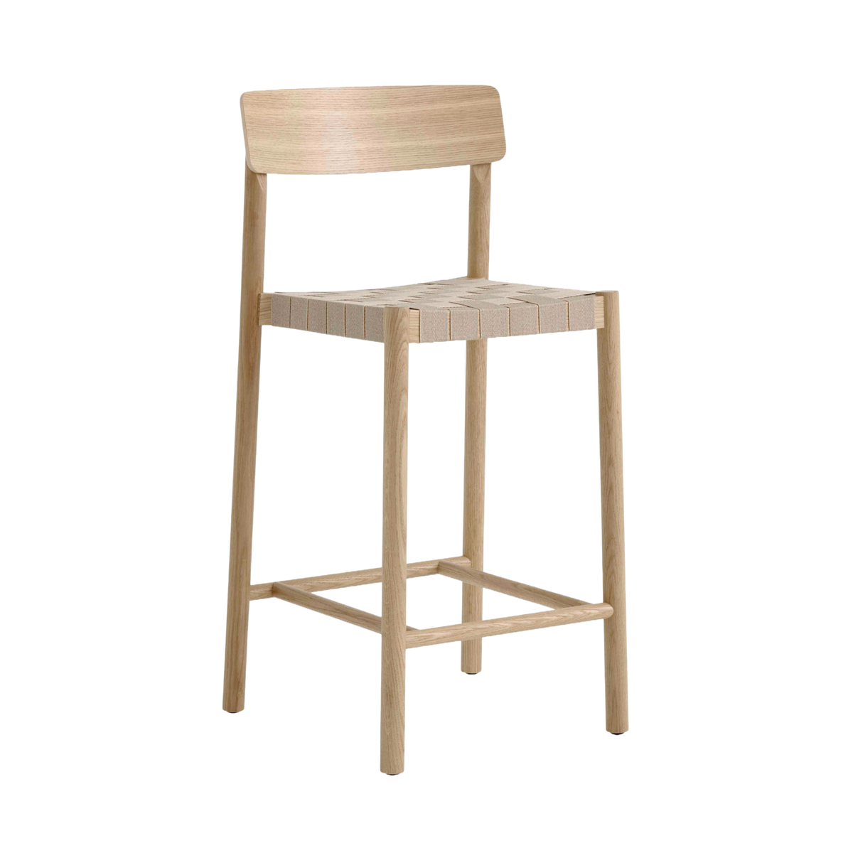 BETTY Stool with beige woven seat and lacquered oak