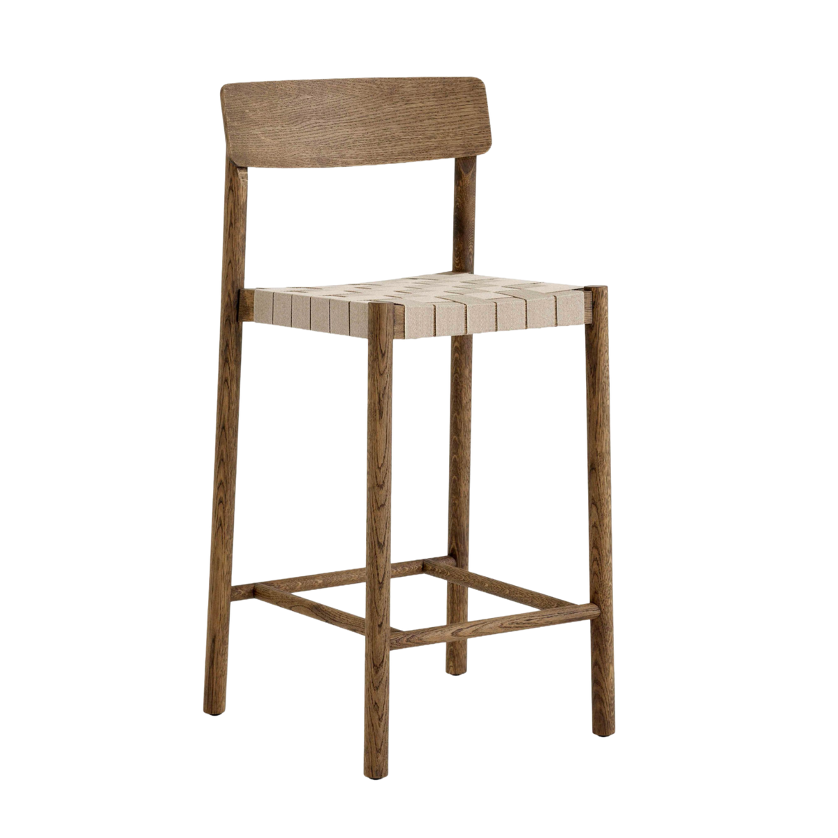 BETTY Stool with beige woven seat and smoked oiled oak