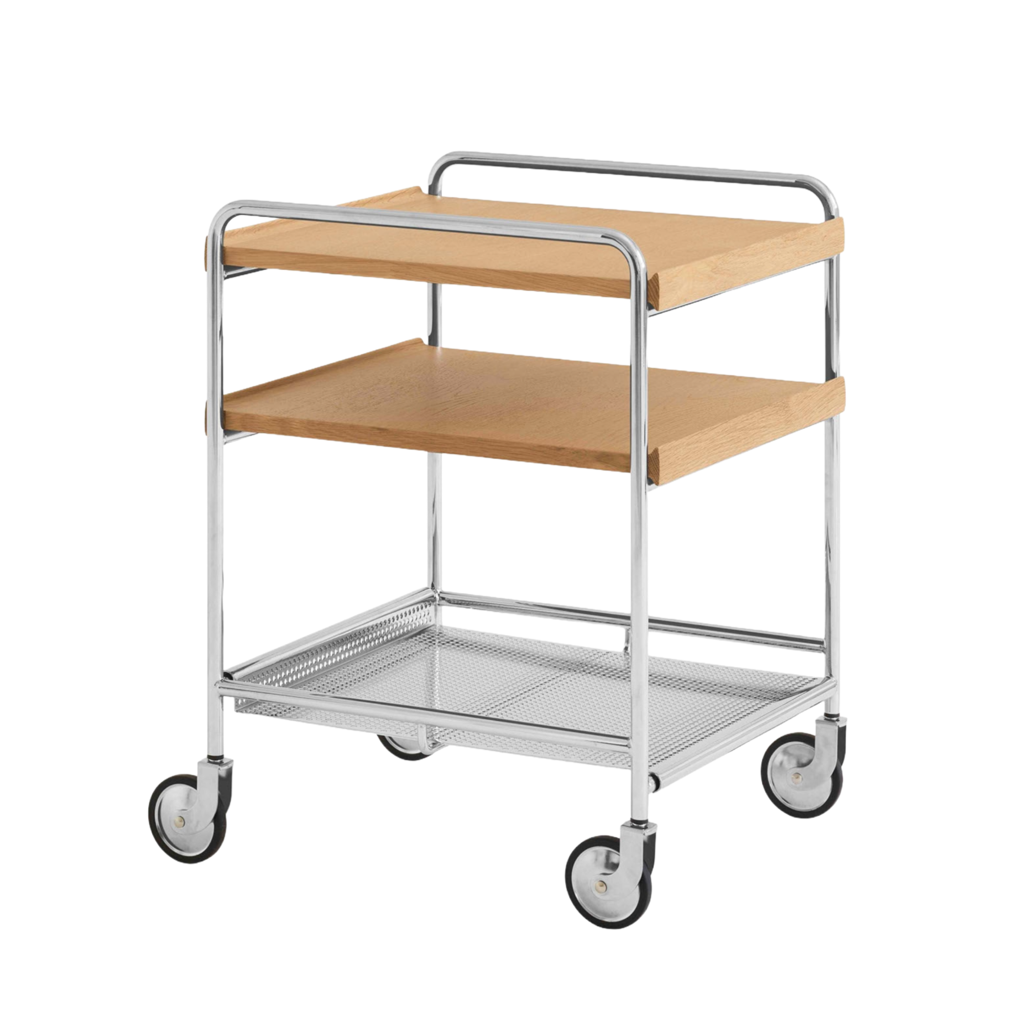 ALIMA NDS2 cart in chrome with oak wood