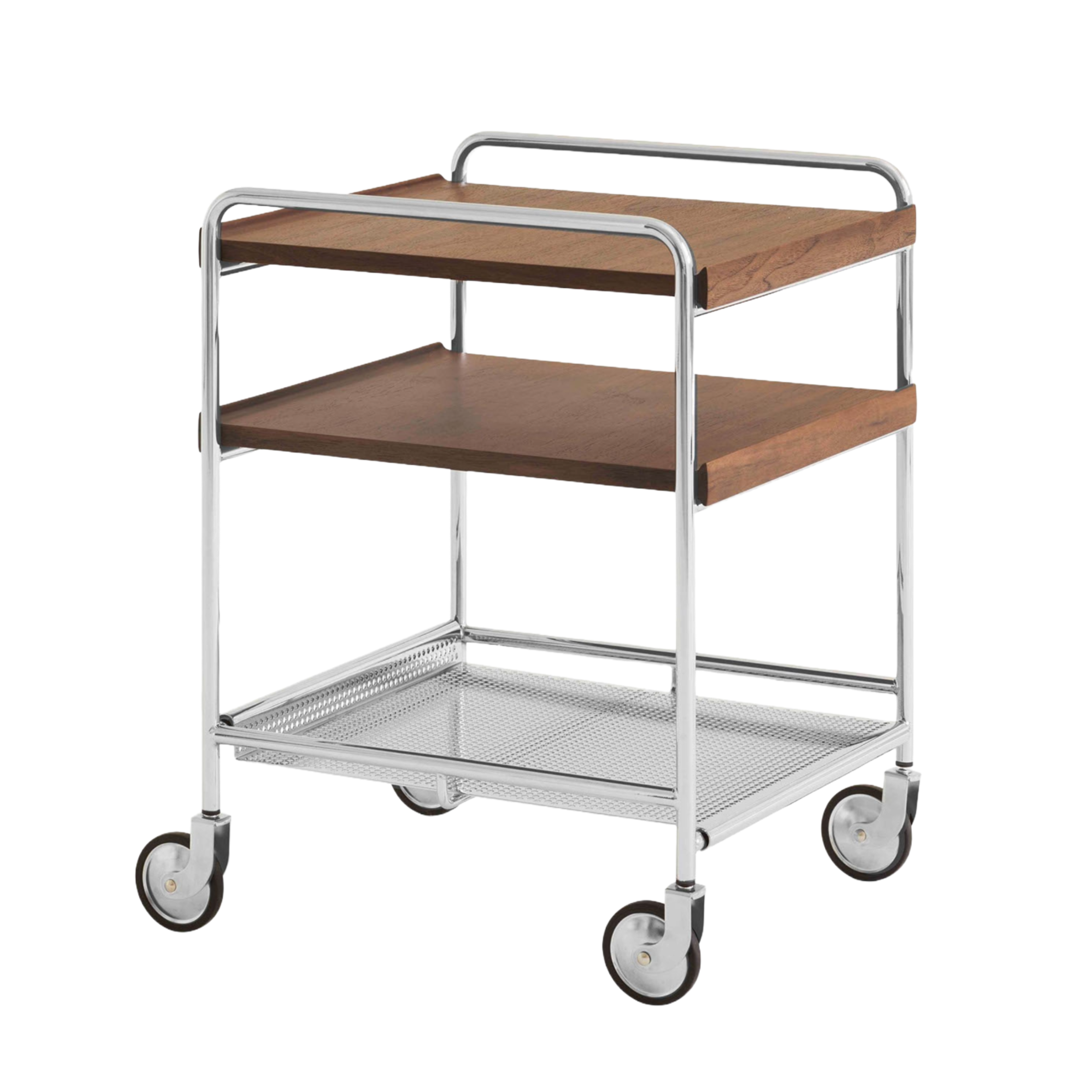 ALIMA NDS2 cart in chrome with walnut wood