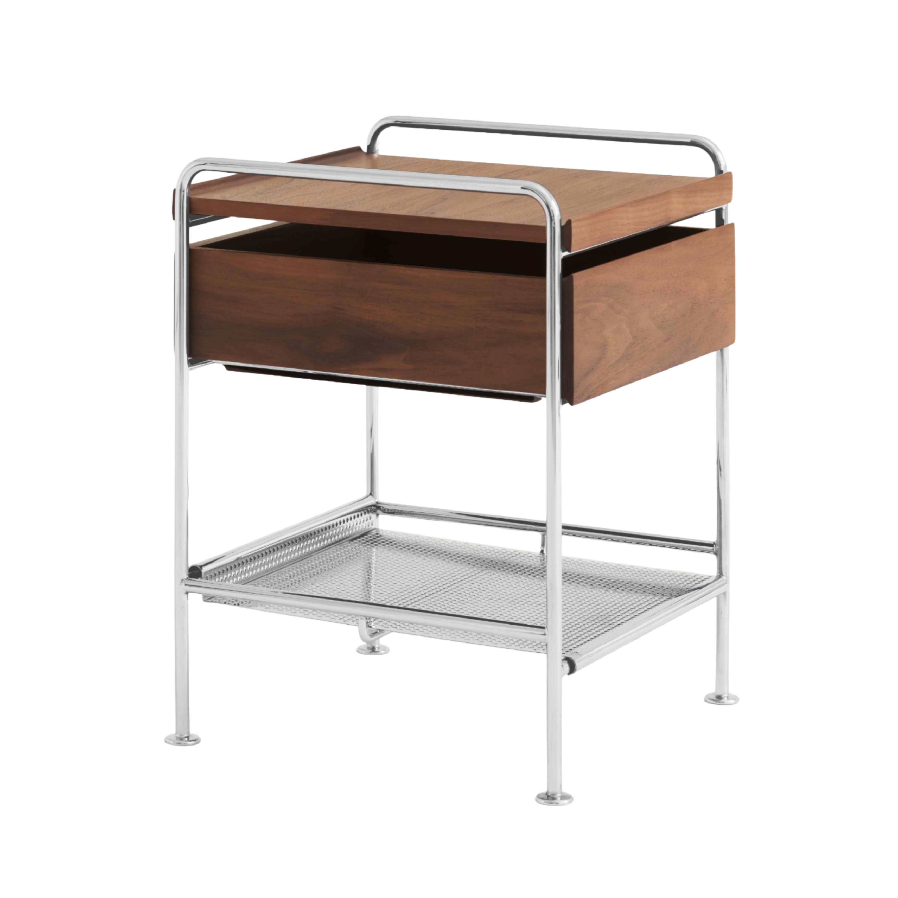 ALIMA NDS3 nightstand in chrome with walnut wood