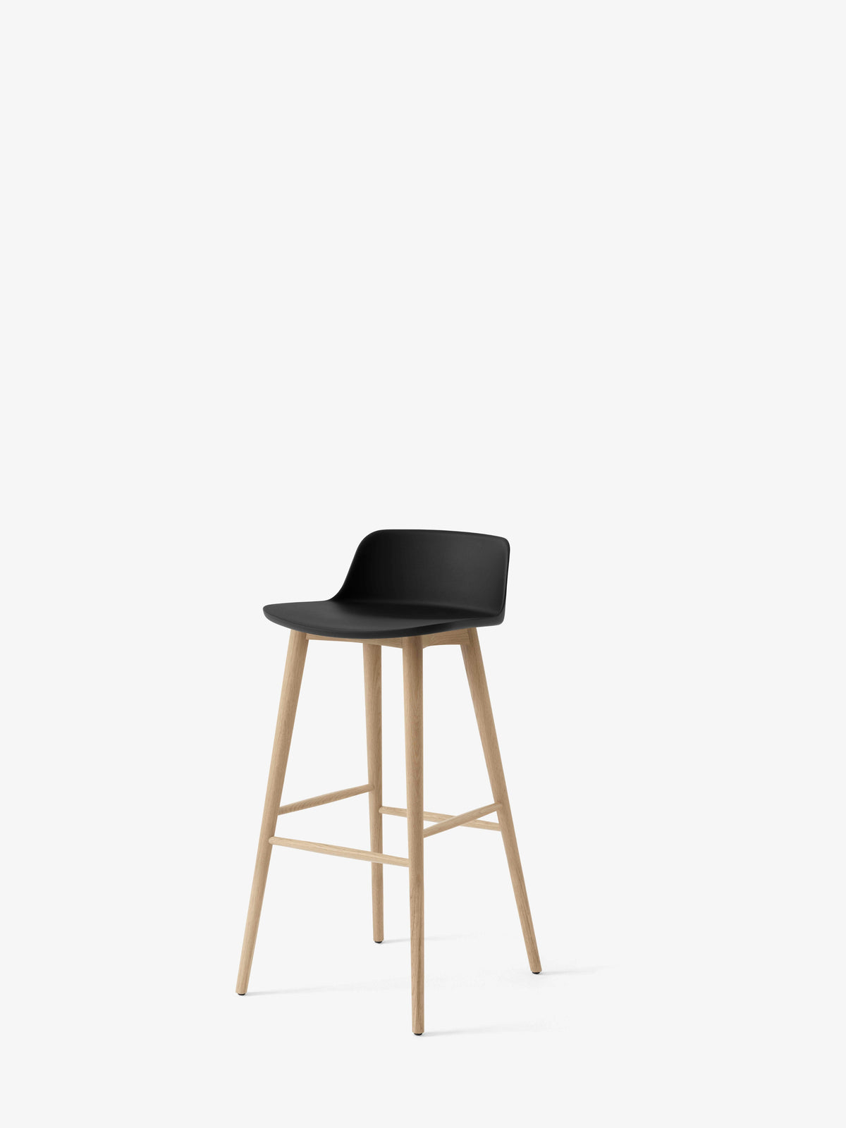 RELY black stool with an oak base