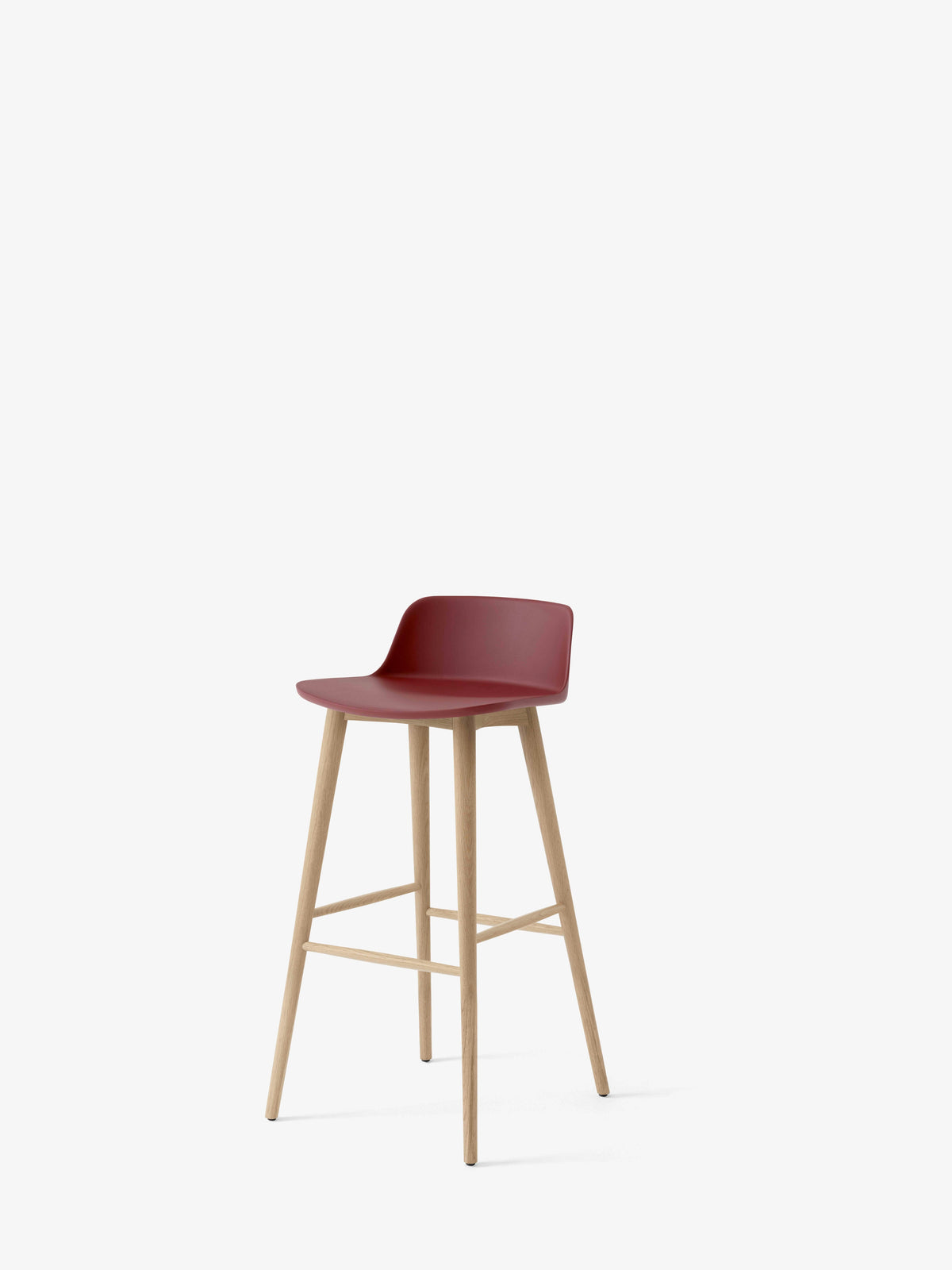 RELY Red-Brown Bar Stool with Oak Base
