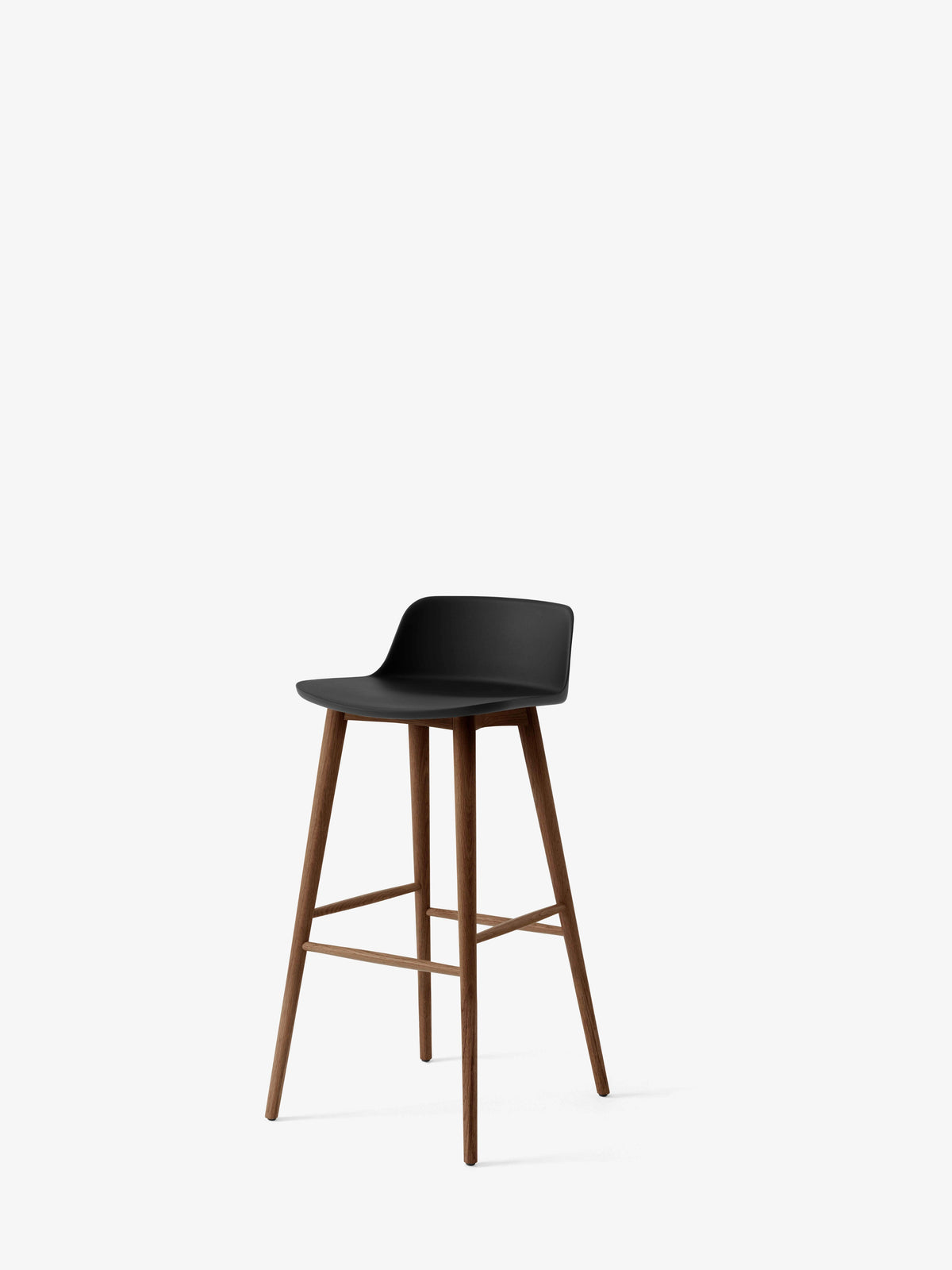 RELY Black Bar Stool with Walnut Base