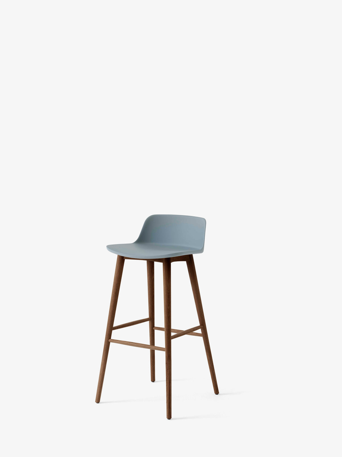 RELY Stool in Sky Blue with Walnut Base