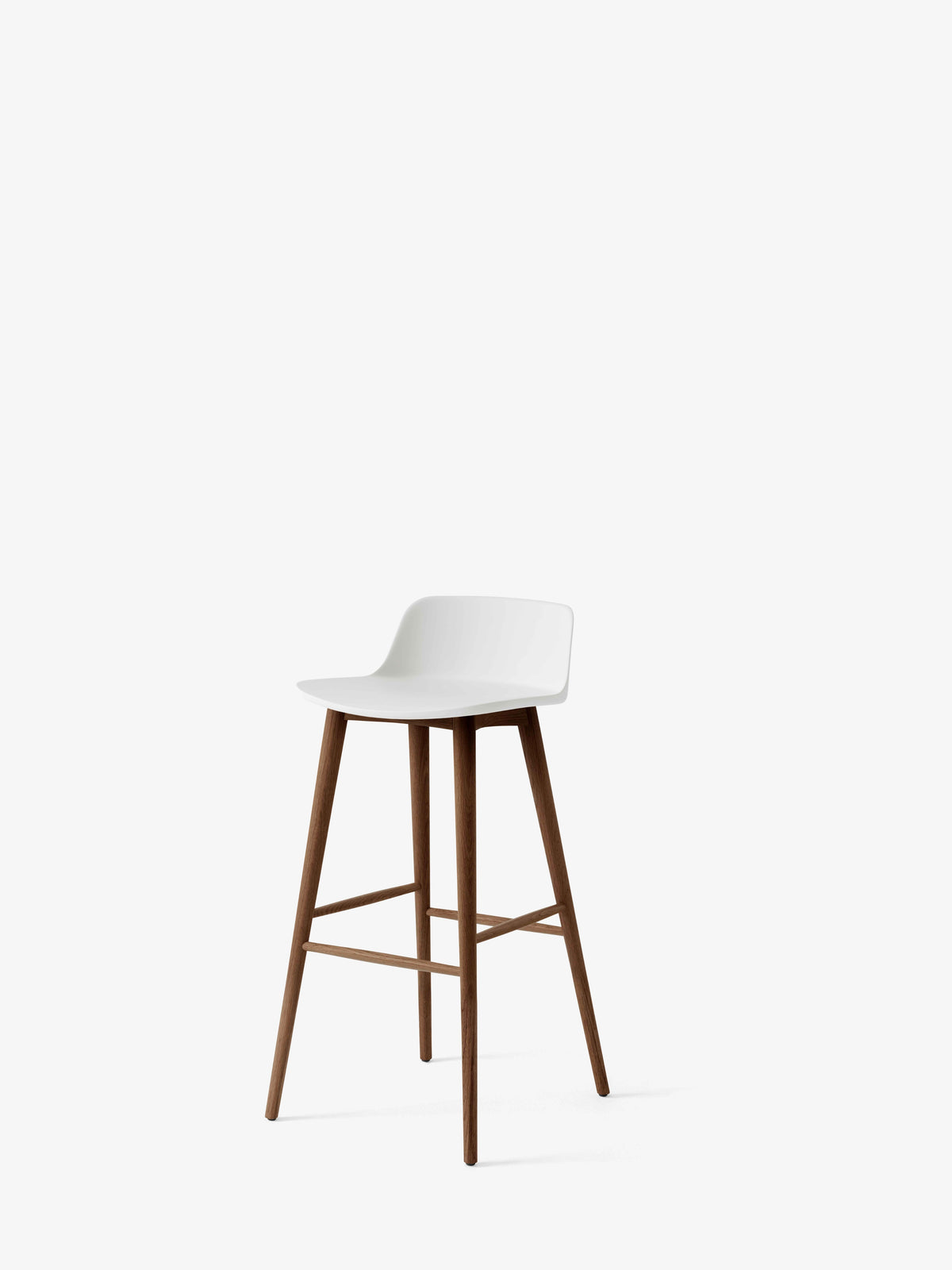 RELY Stool in White with Walnut Base
