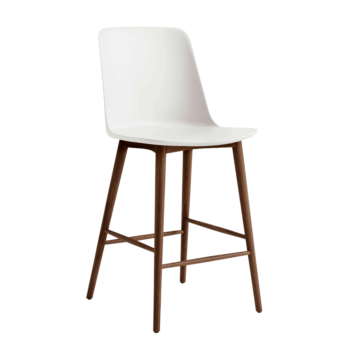 RELY Bar Stool in White with Walnut Base