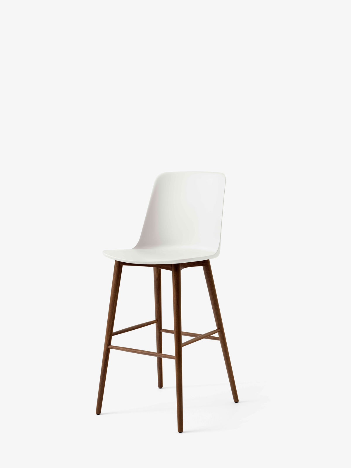RELY Bar Stool in White with Walnut Base