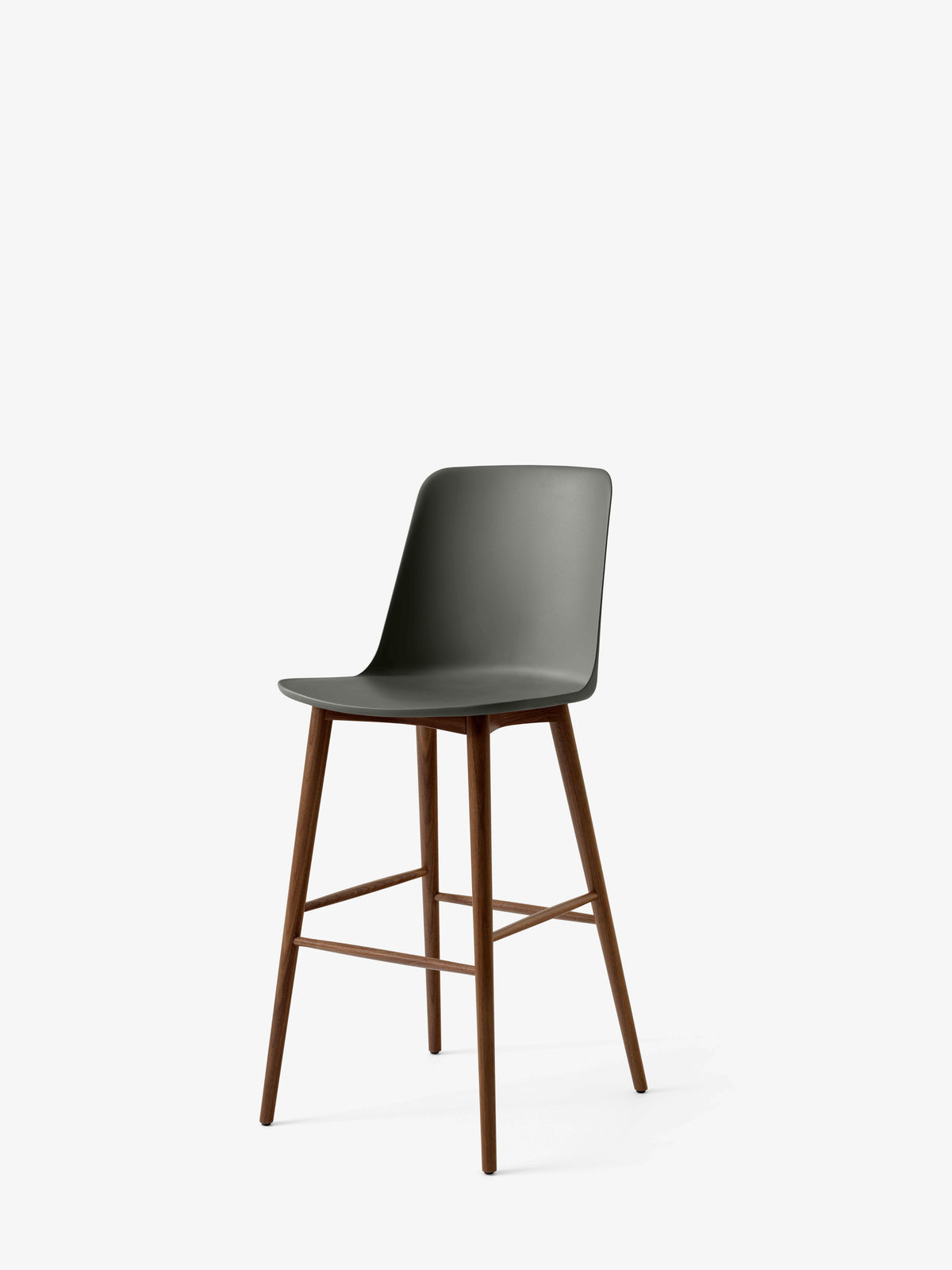 RELY Bar Stool in Graphite with Walnut Base