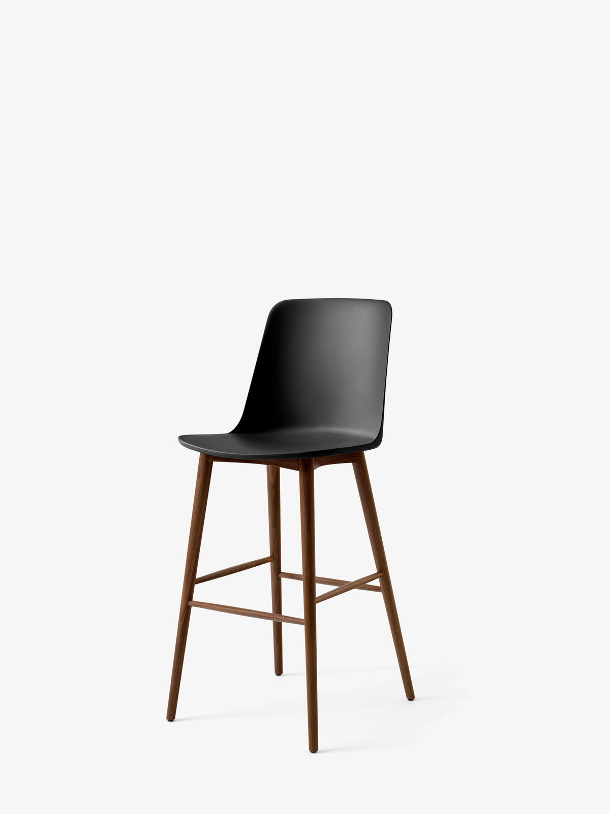 RELY Bar Stool in Black with Walnut Base
