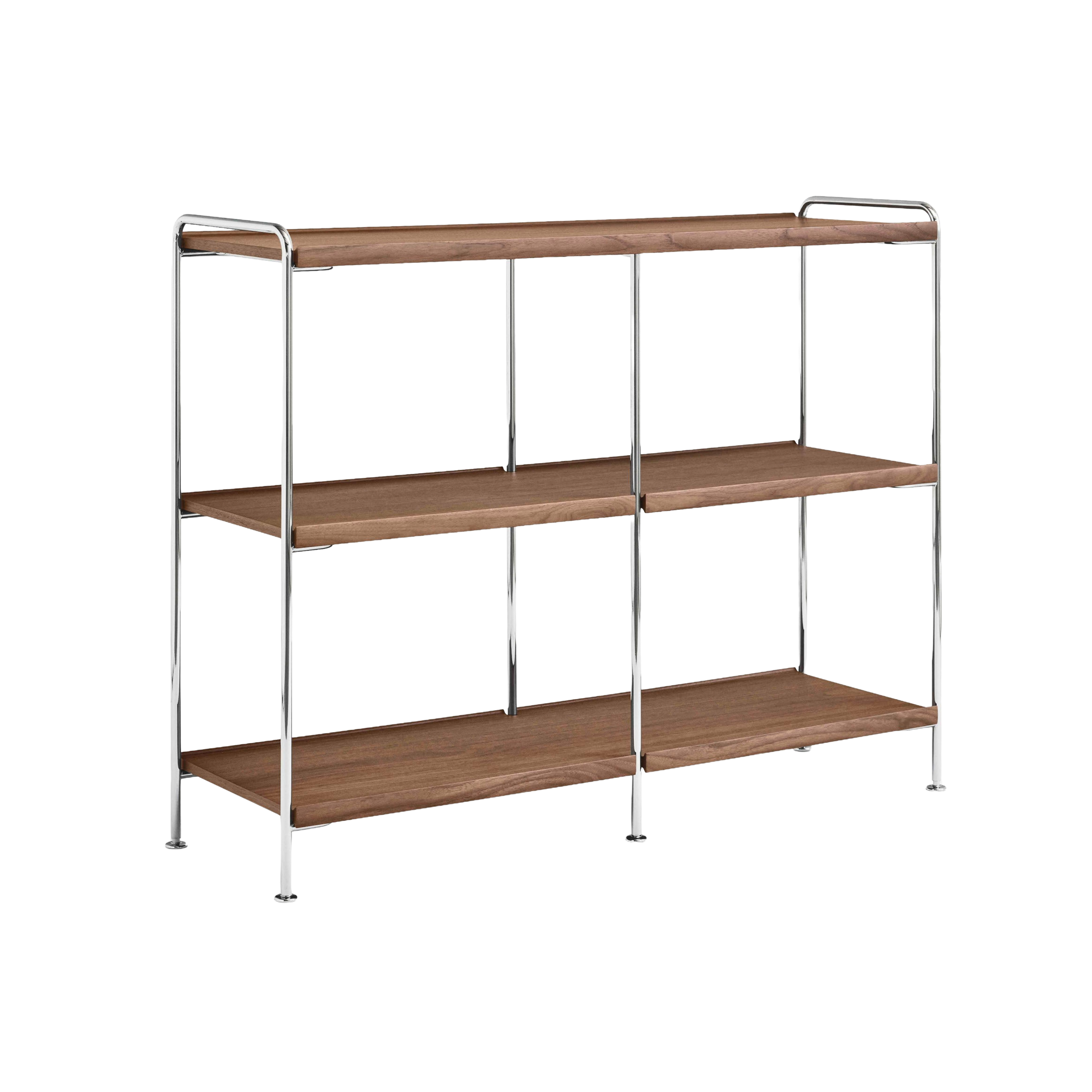 ALIMA NDS5 shelf in chrome with walnut wood