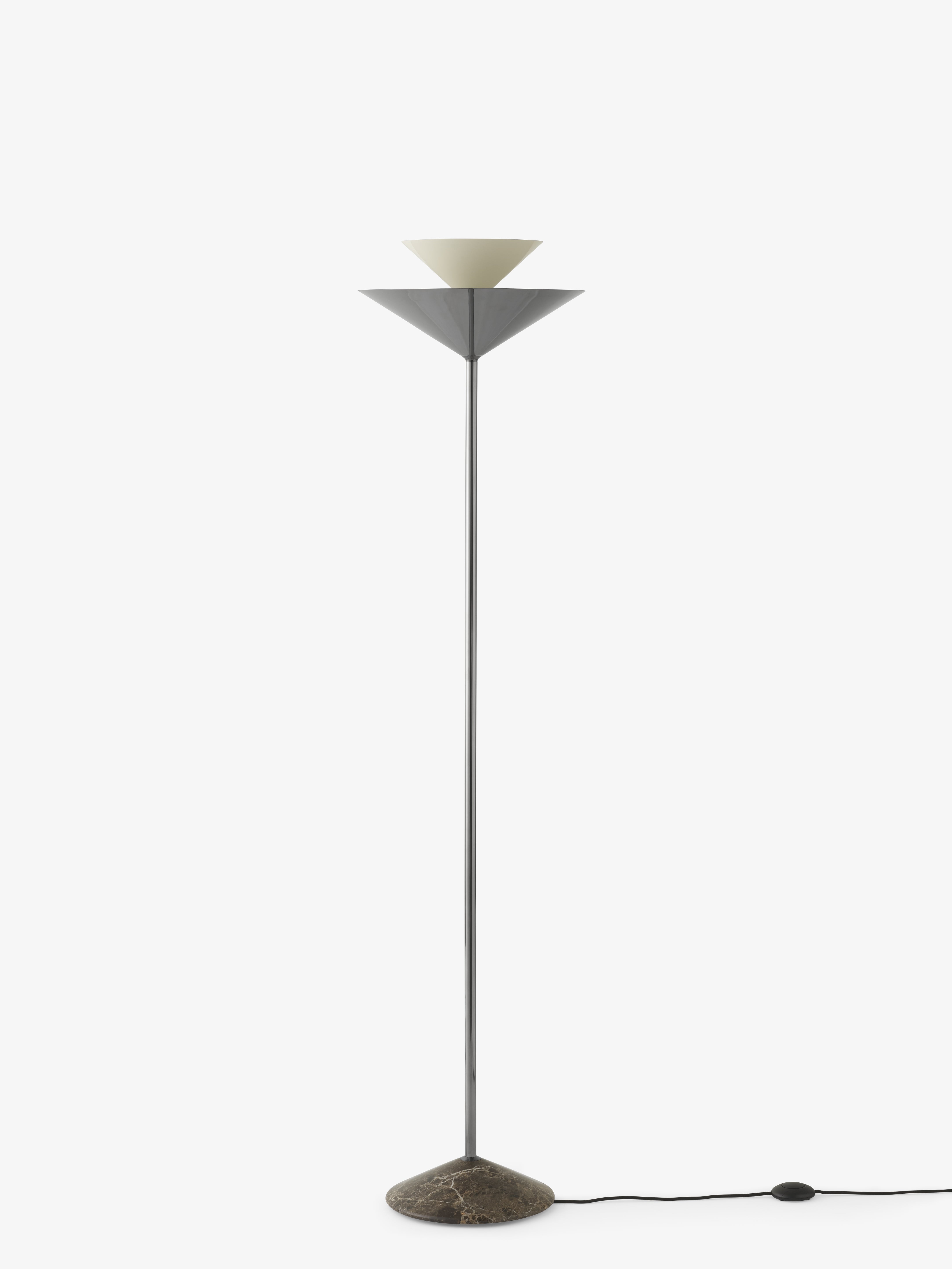 GIO LN28 Floor Lamp in Chrome with a Brown Marble Base