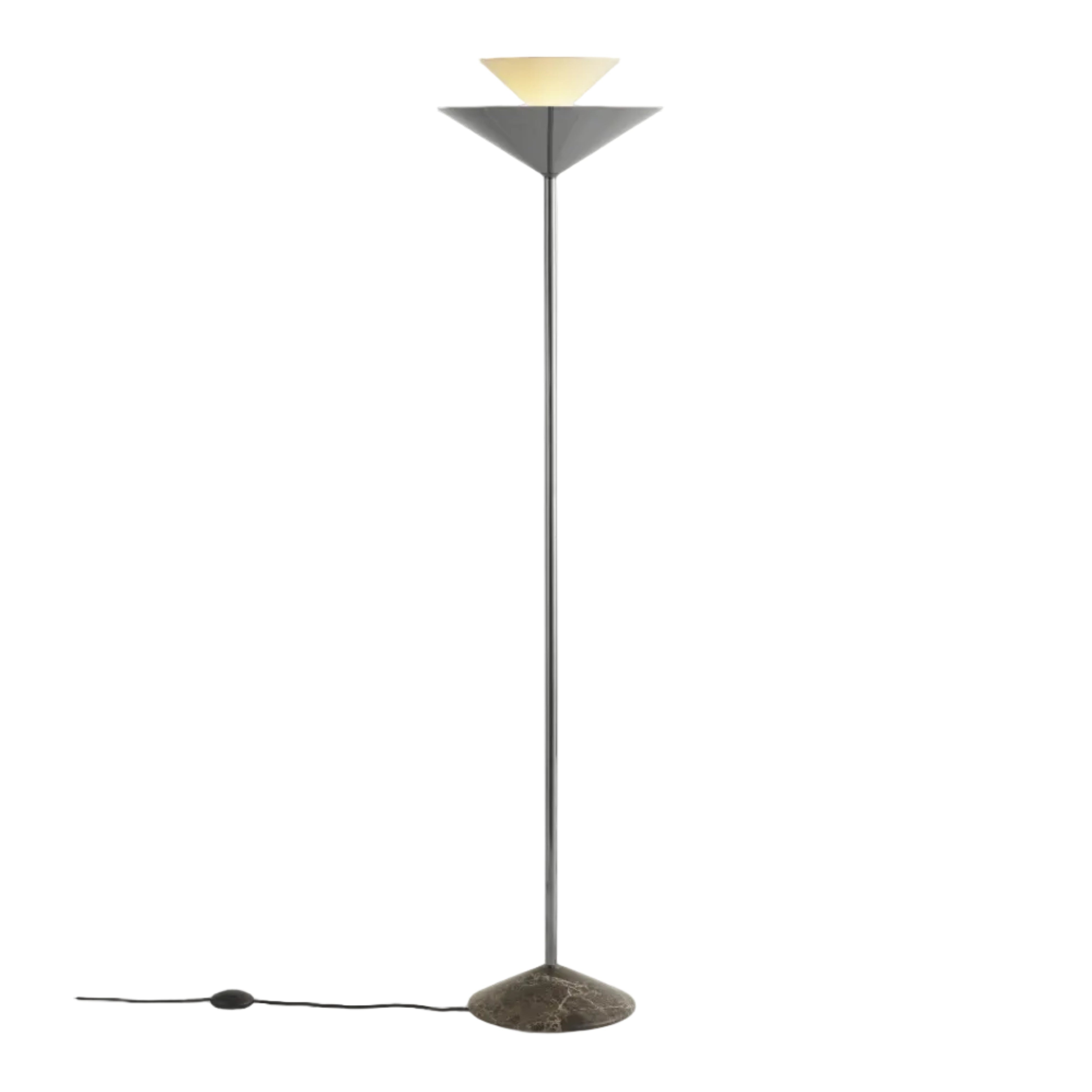GIO LN28 Floor Lamp in Chrome with a Brown Marble Base